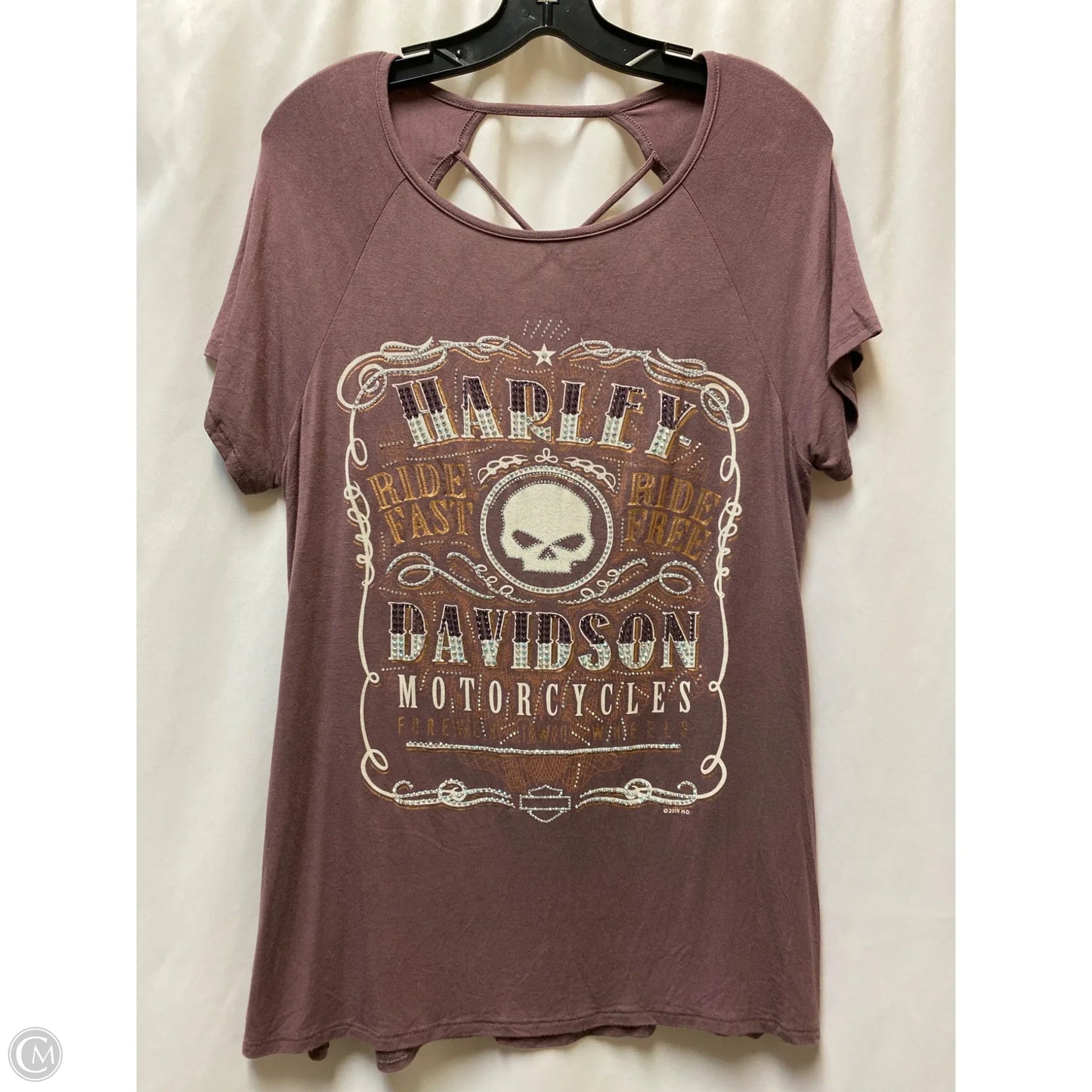 Top Short Sleeve By Harley Davidson In Mauve, Size: Large