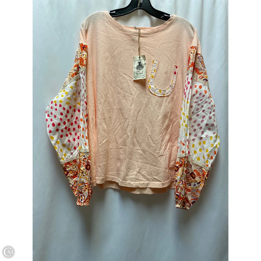 Top Long Sleeve By Easel In Peach, Size: L