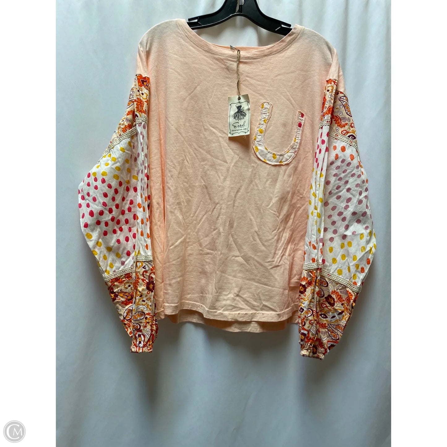 Top Long Sleeve By Easel In Peach, Size: L
