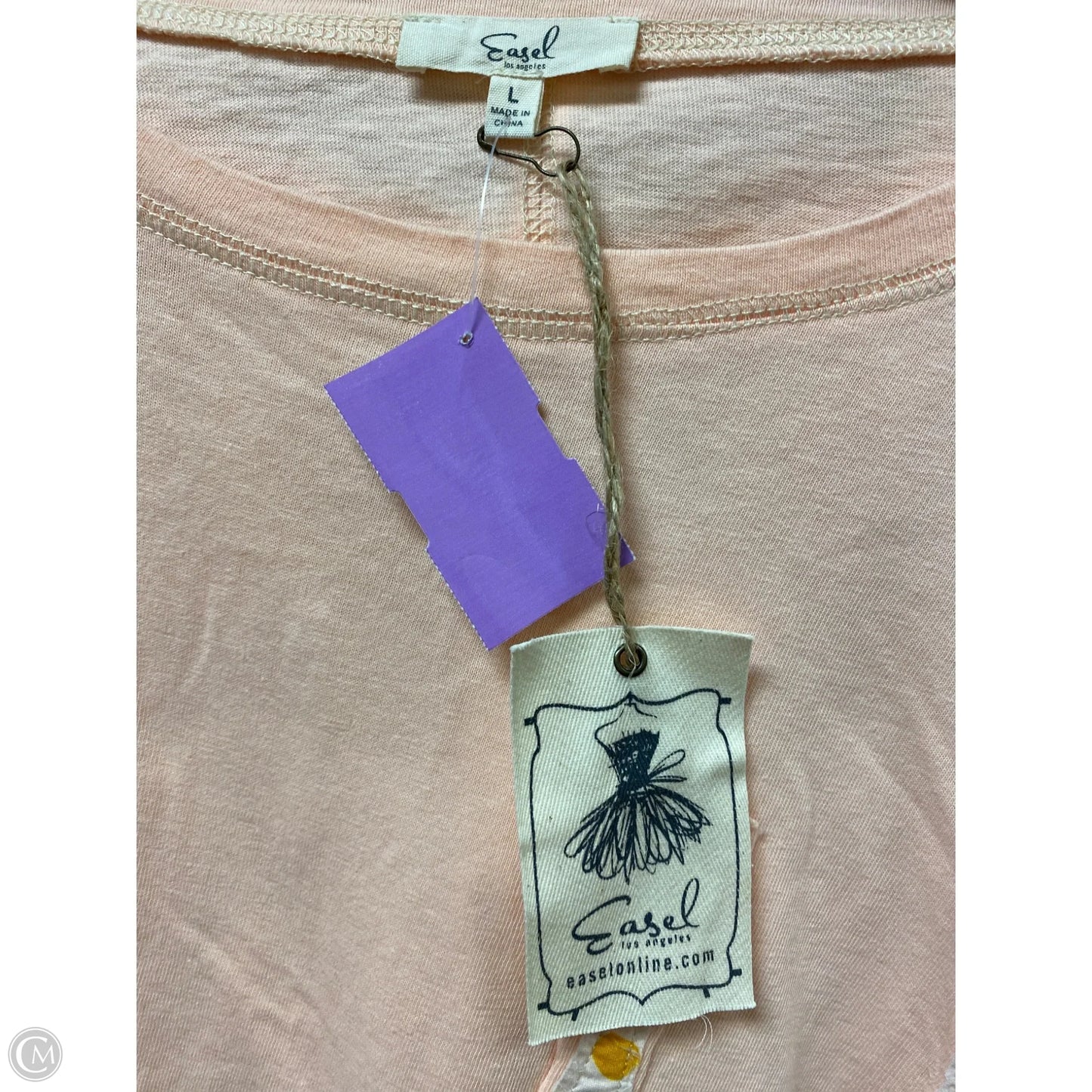 Top Long Sleeve By Easel In Peach, Size: L