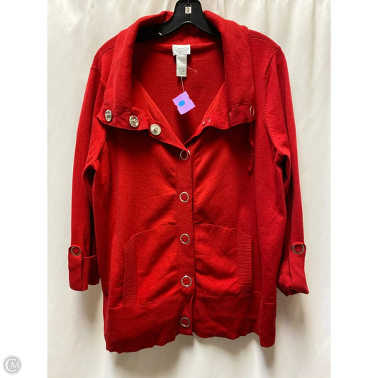 Cardigan By Chicos In Red, Size: 3x