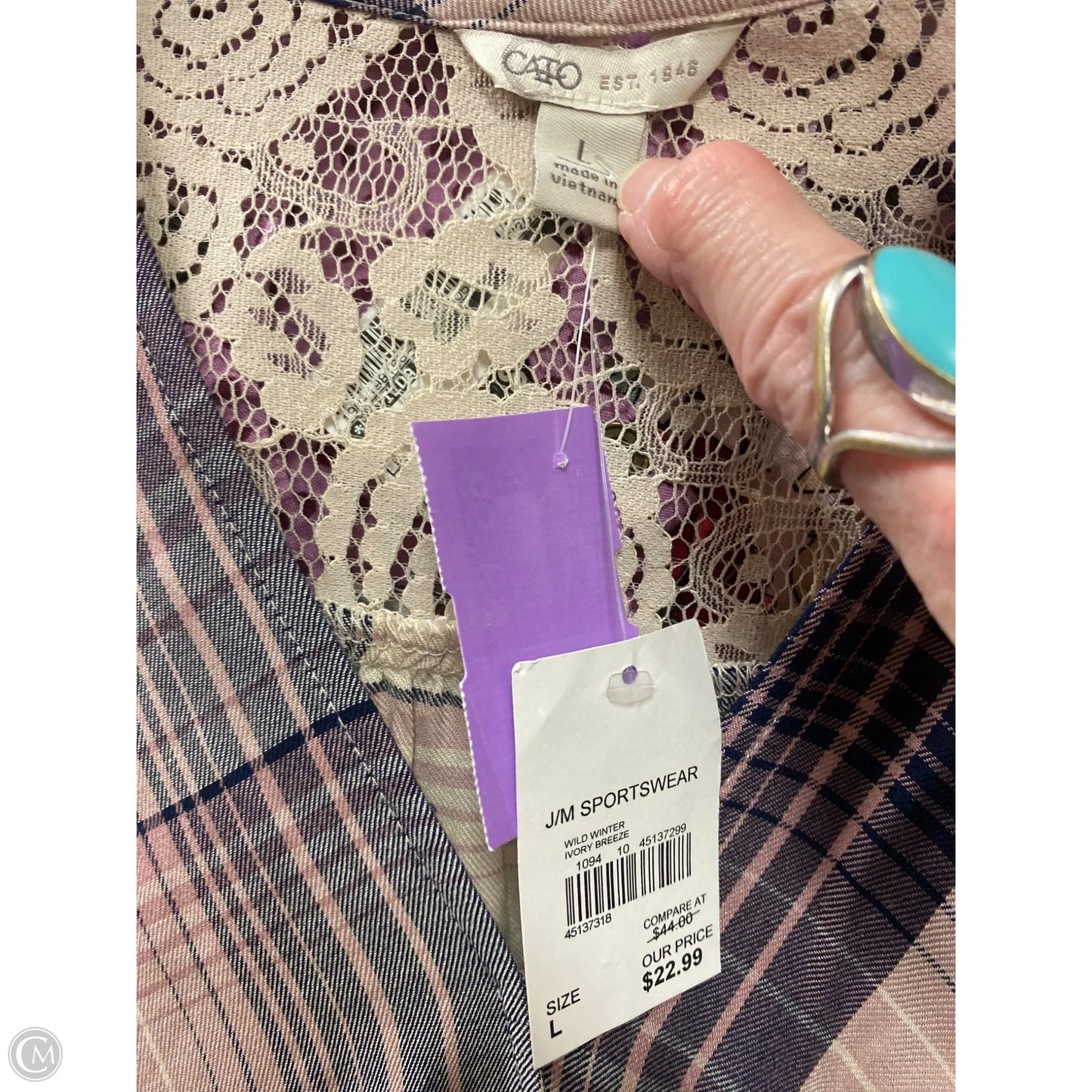 Top Long Sleeve By Cato In Purple, Size: L