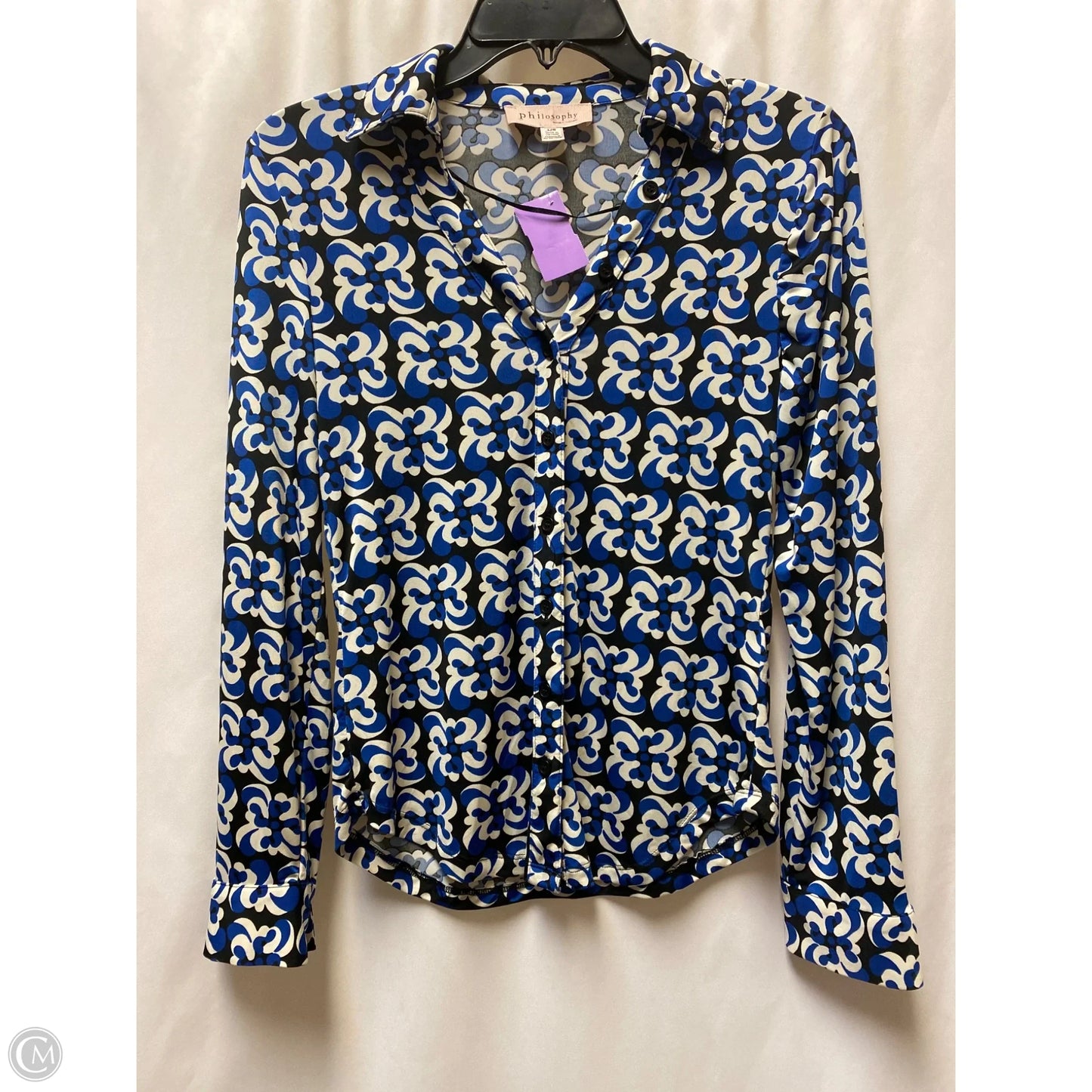Top Long Sleeve By Philosophy In Blue, Size: L
