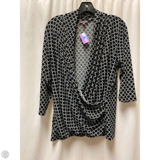 Top Long Sleeve By Vince Camuto In Black & White, Size: 1x
