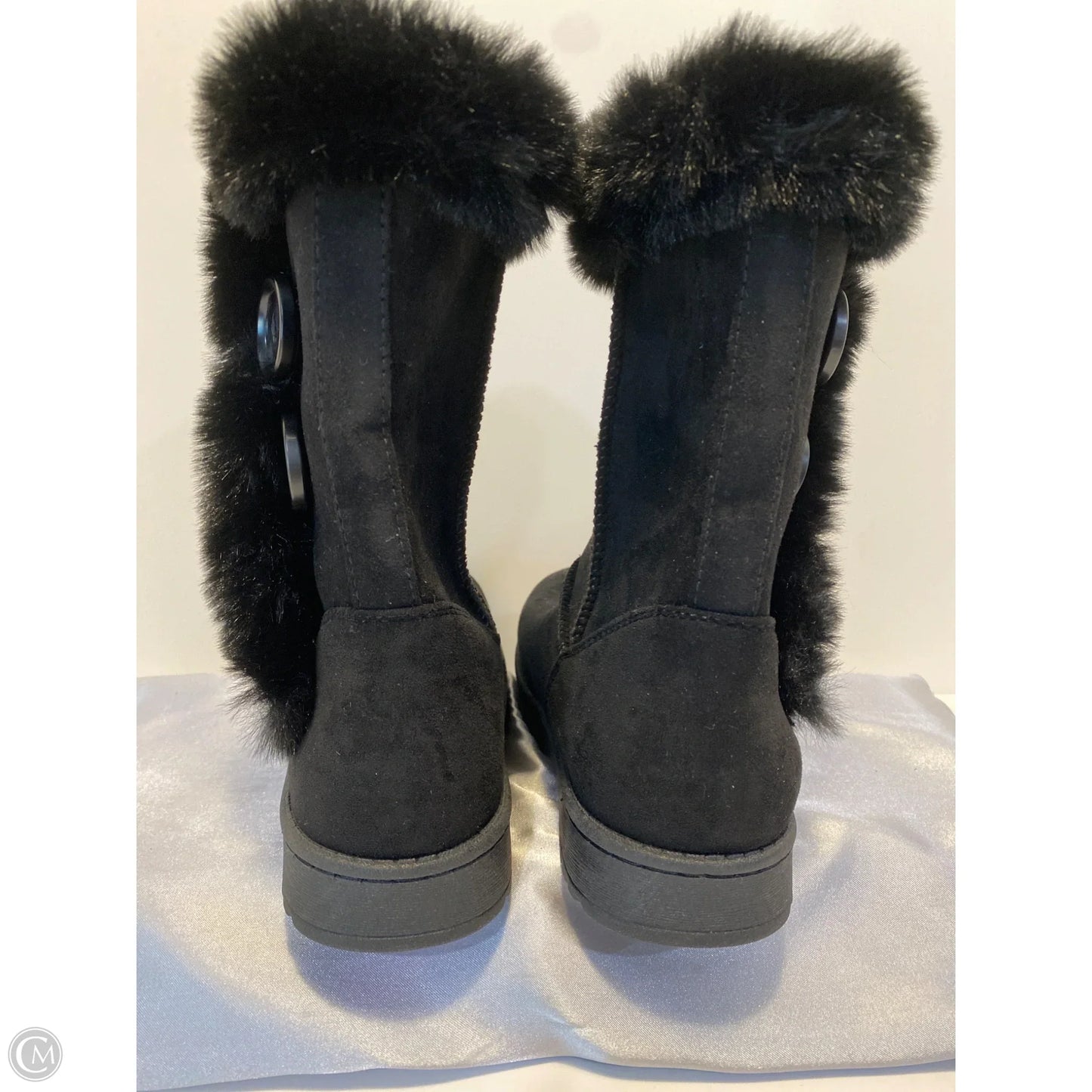 Boots Mid-calf Flats By So In Black, Size: 5.5