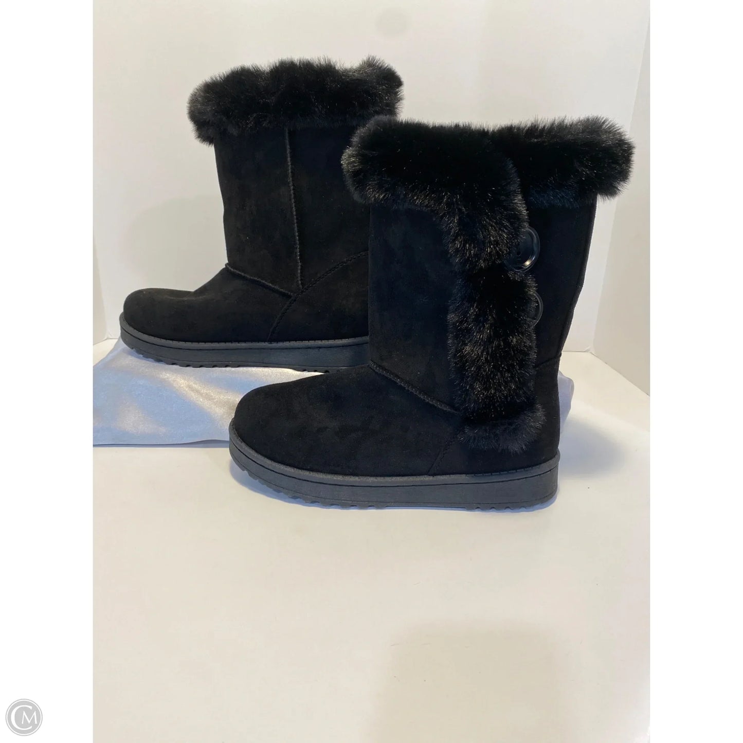 Boots Mid-calf Flats By So In Black, Size: 5.5