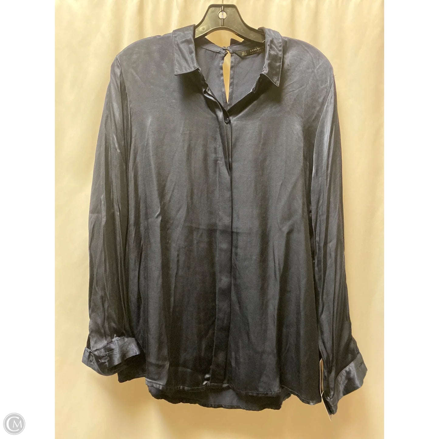 Top Long Sleeve By Zara In Navy, Size: L