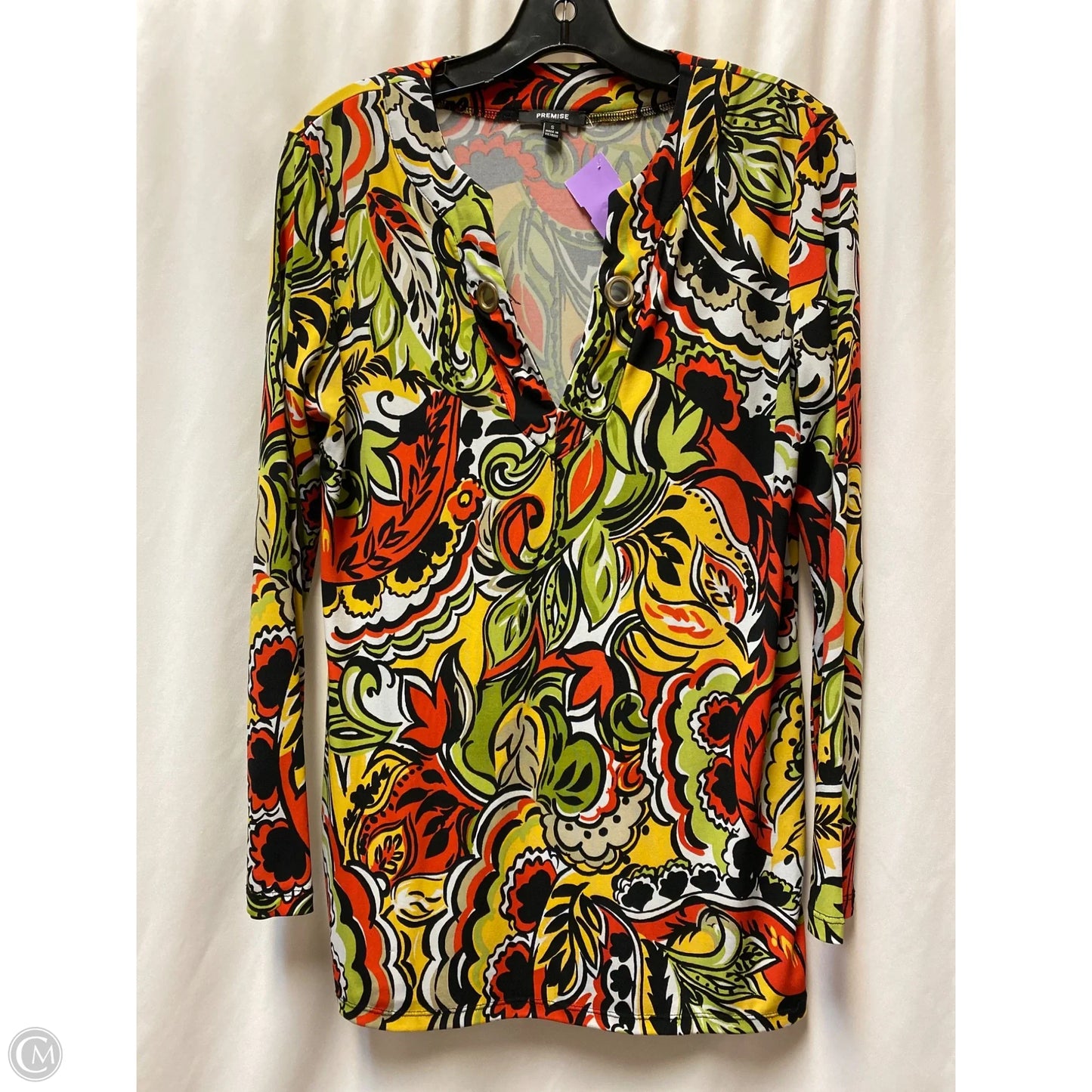 Top Long Sleeve By Premise In Yellow, Size: S