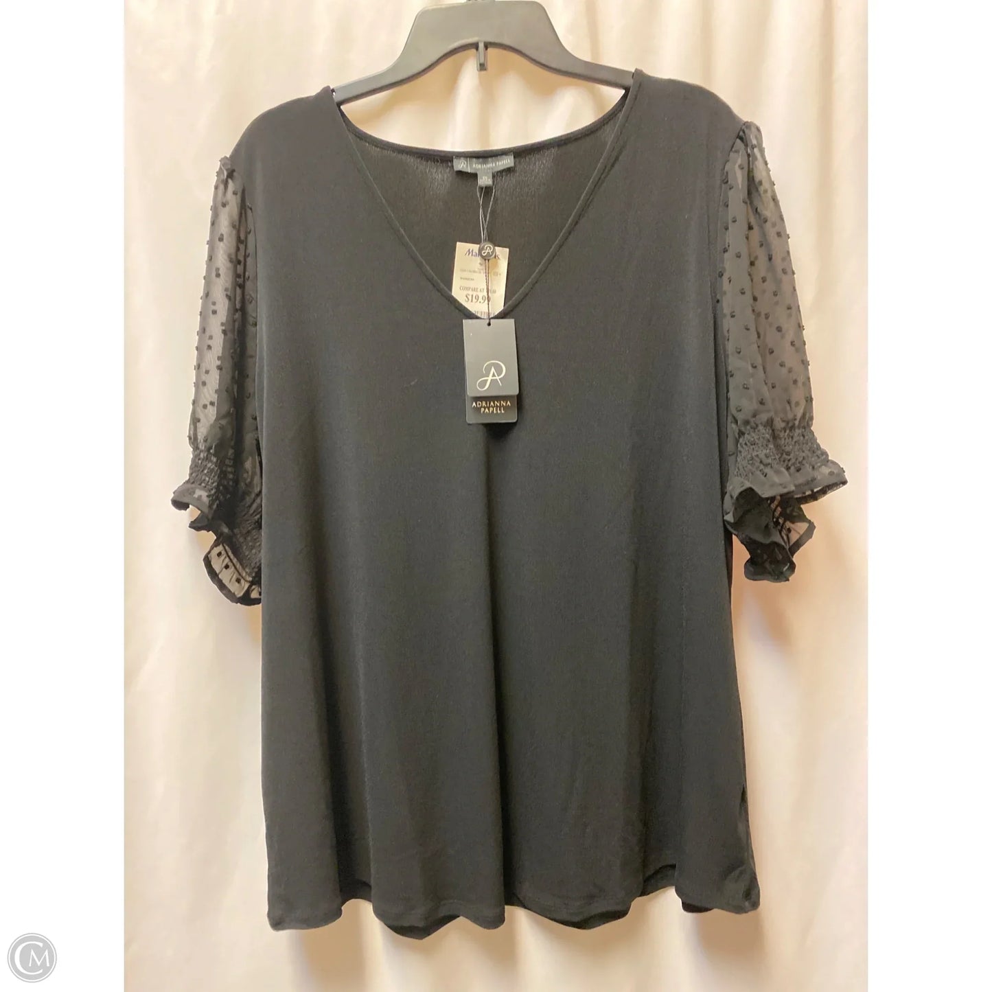 Top Short Sleeve By Adrianna Papell In Black, Size: 2x