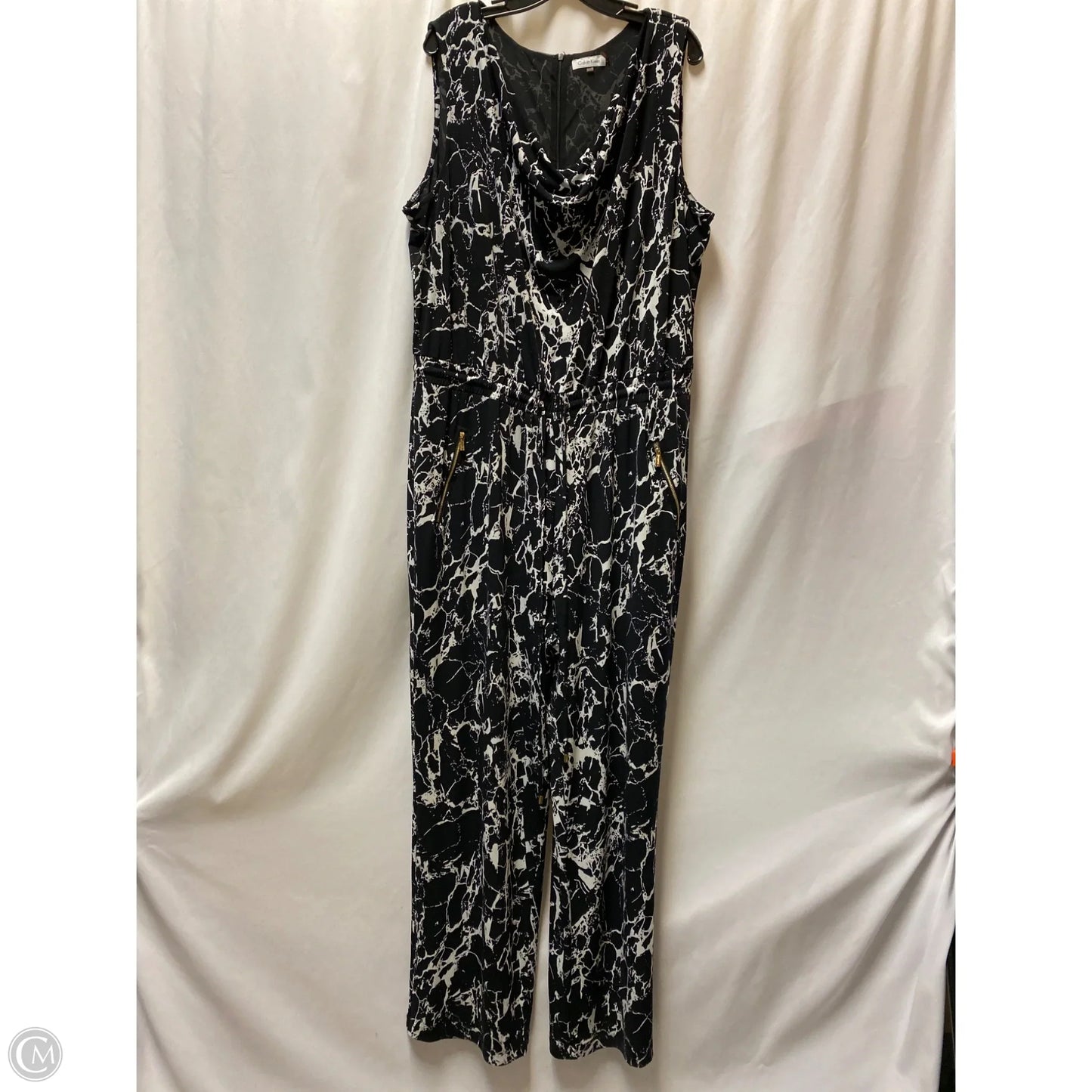 Jumpsuit By Calvin Klein In Black & White, Size: 2x