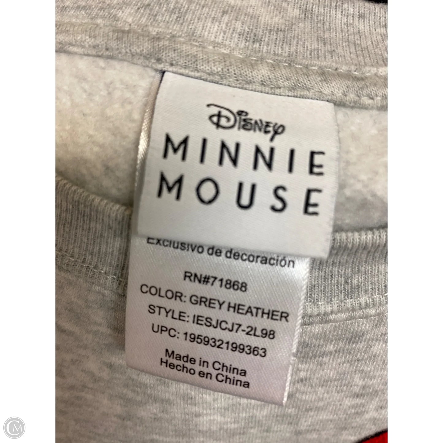 Sweatshirt Collar By Disney Store In Grey, Size: M
