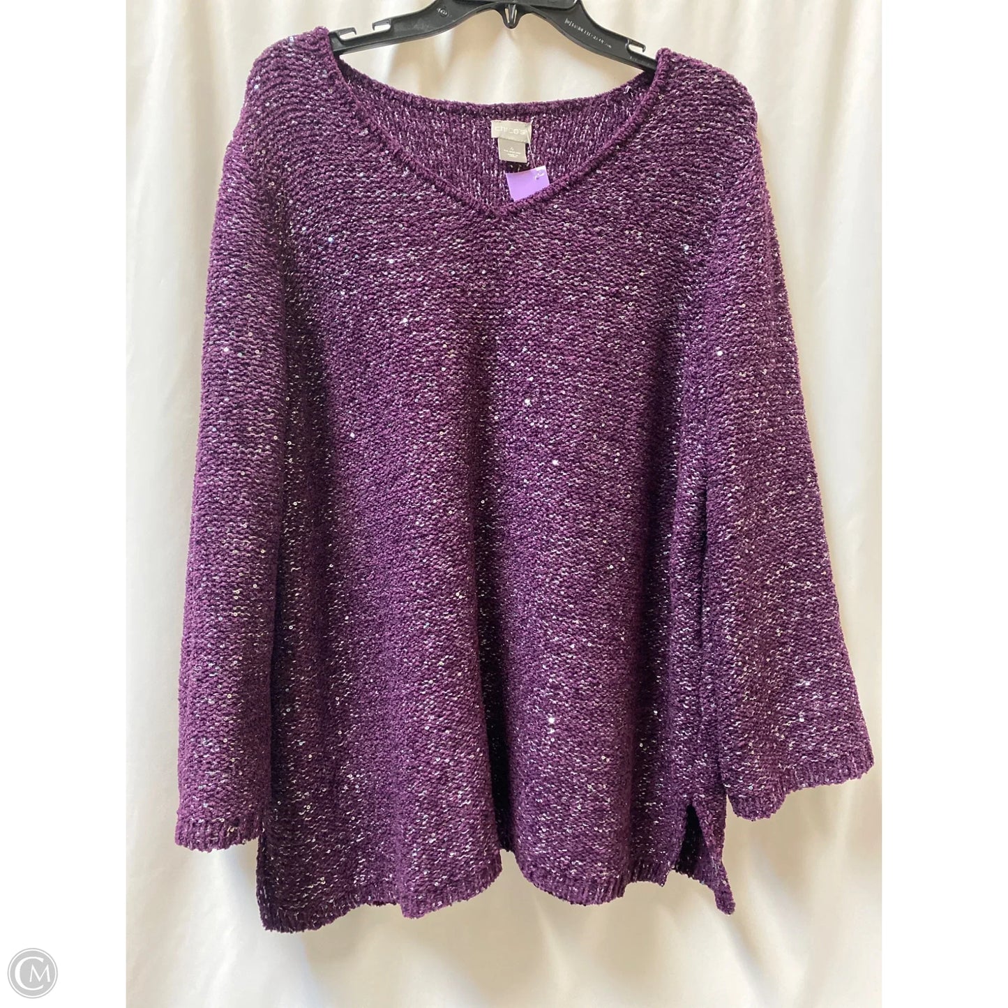 Sweater By Chicos In Purple, Size: Xxl
