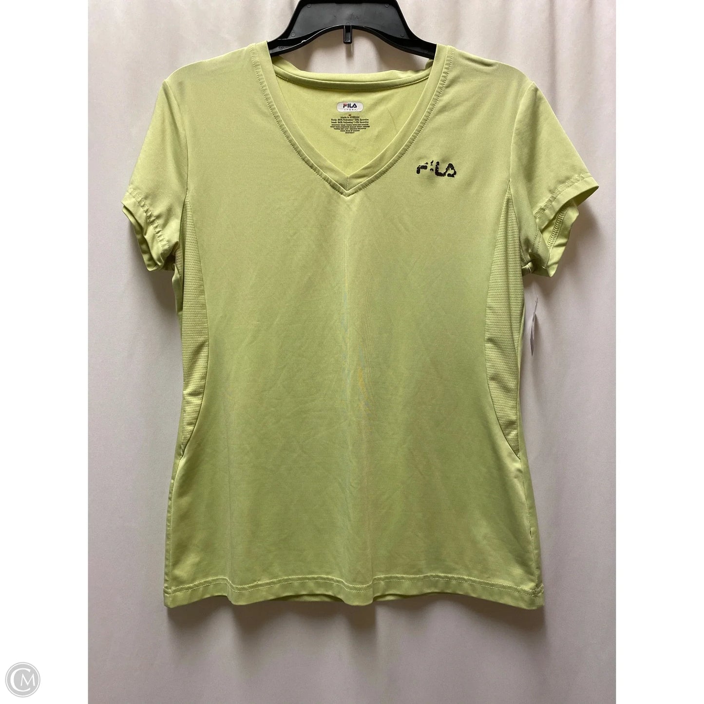 Athletic Top Short Sleeve By Fila In Yellow, Size: M
