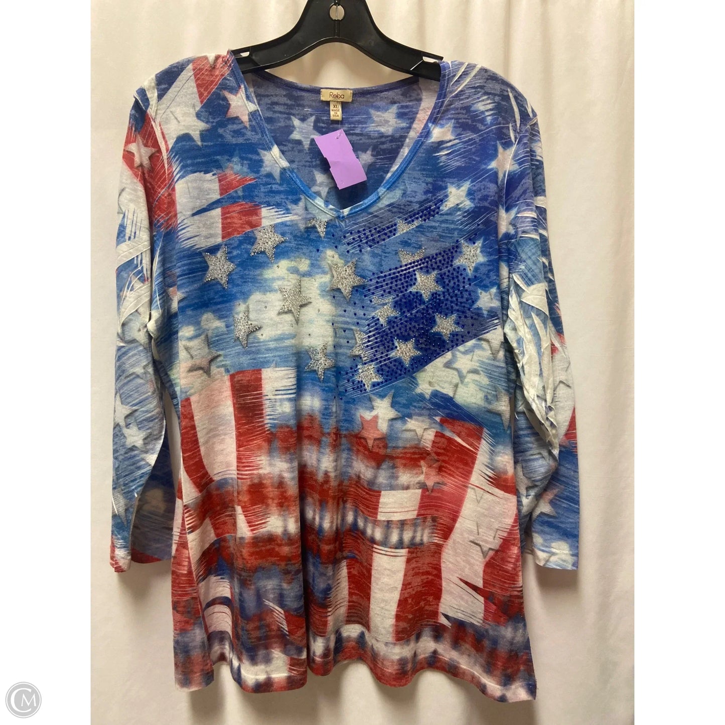 Top Long Sleeve By Reba In Red & White, Size: Xl