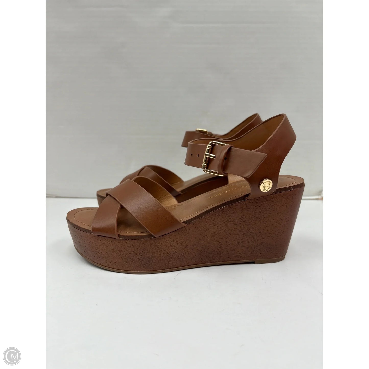 Sandals Heels Block By Tommy Hilfiger In Brown, Size: 8