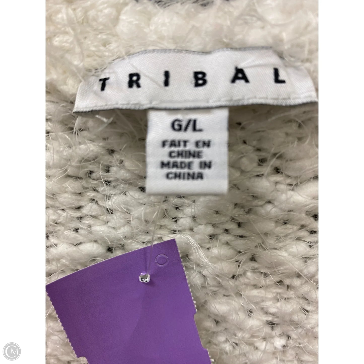 Sweater By Tribal In White, Size: L