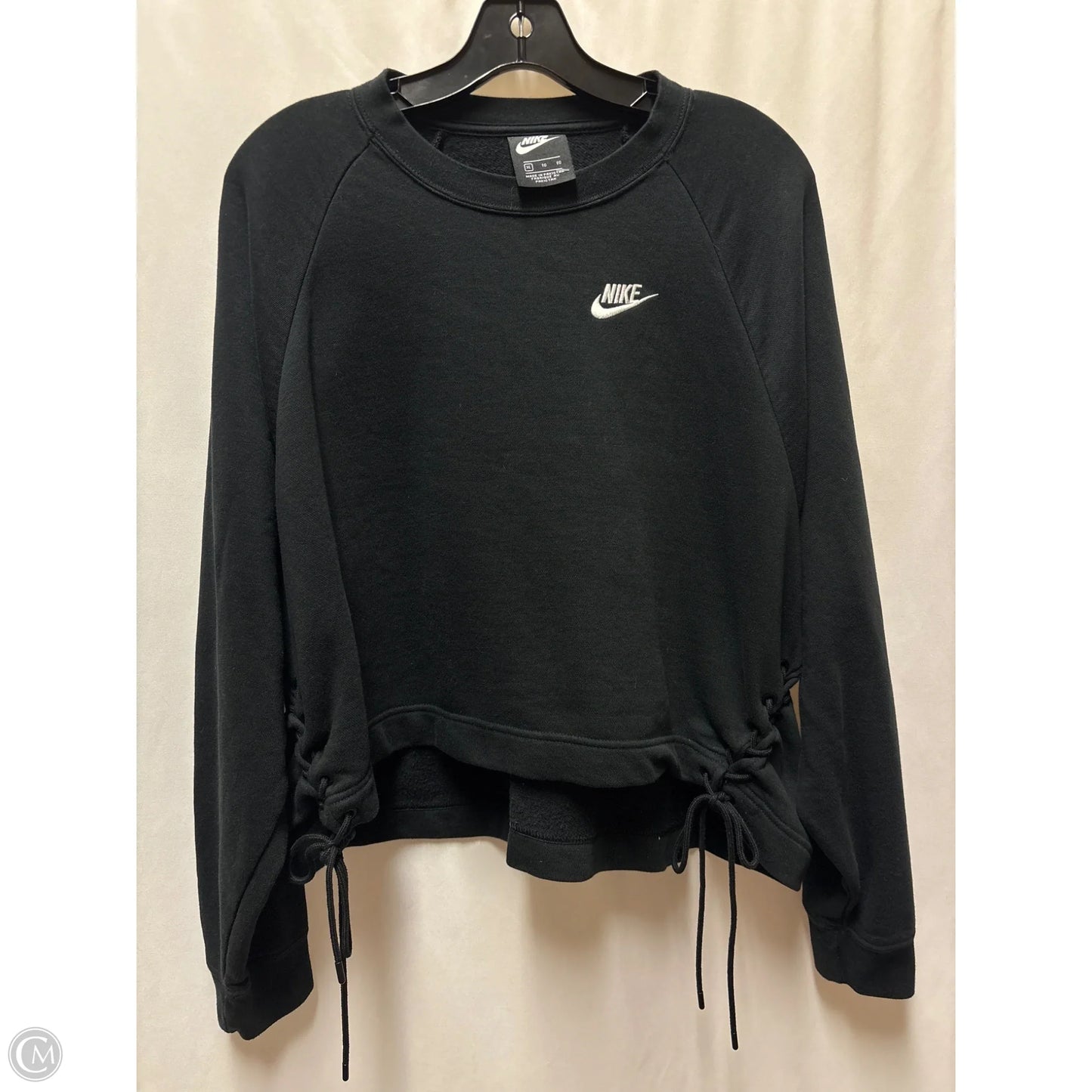 Athletic Top Long Sleeve Crewneck By Nike In Black, Size: Xl