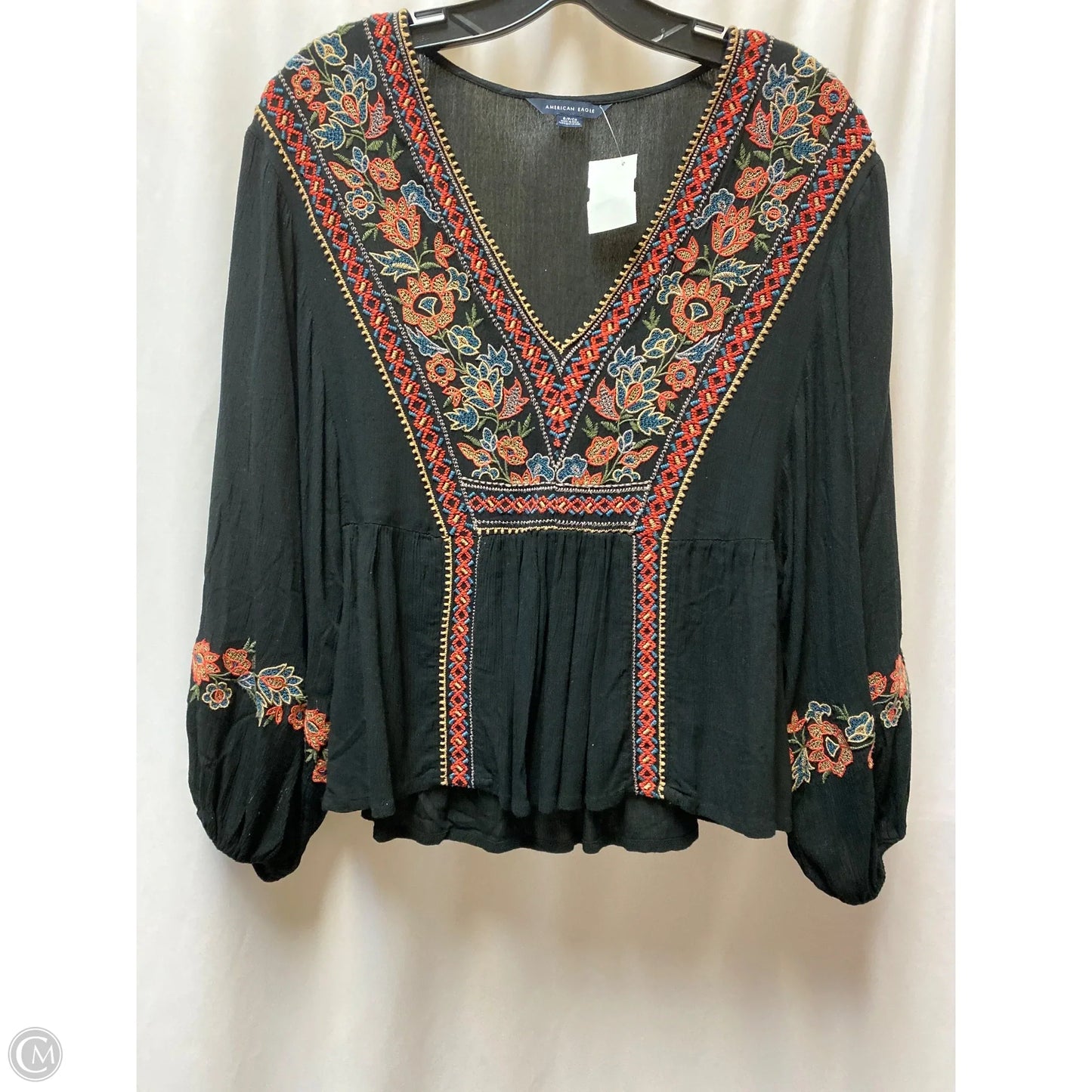Top Long Sleeve By American Eagle In Black, Size: S