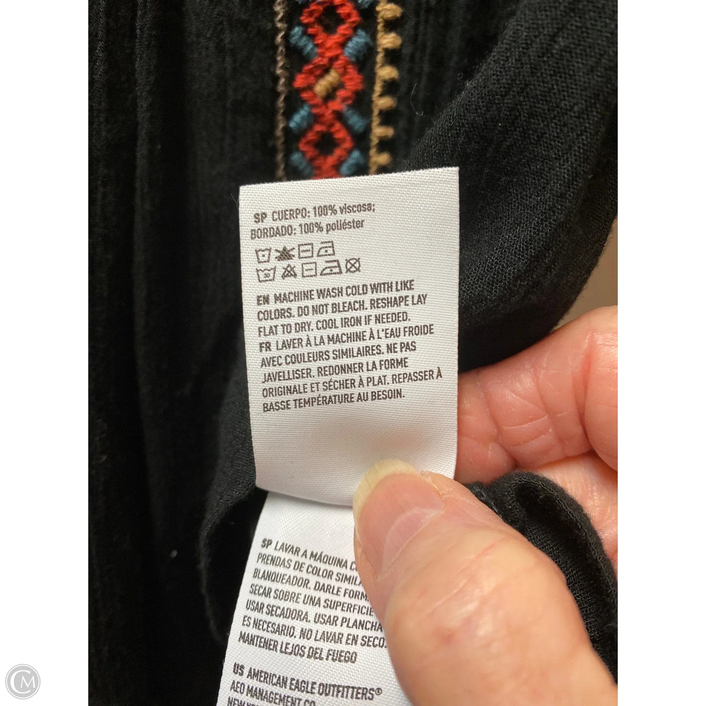 Top Long Sleeve By American Eagle In Black, Size: S