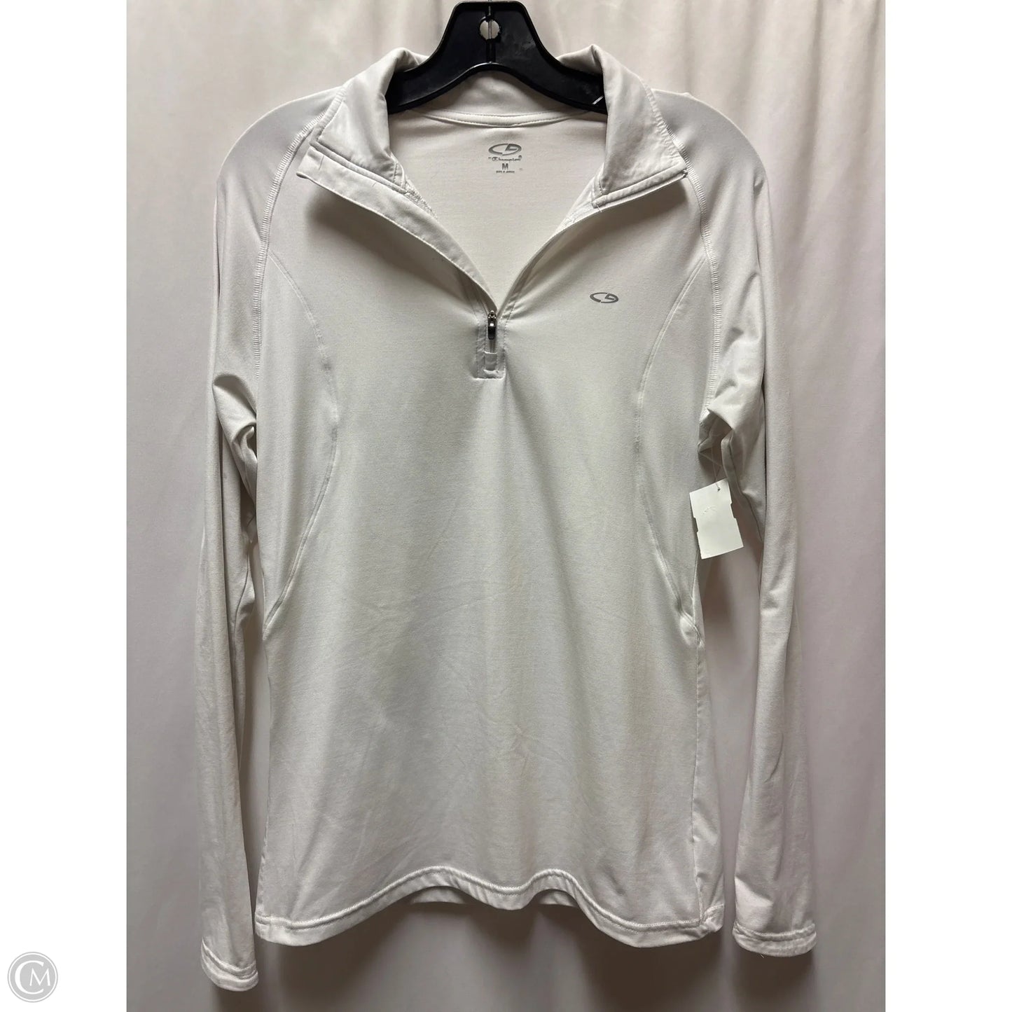 Athletic Top Long Sleeve Collar By Champion In White, Size: M