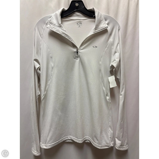 Athletic Top Long Sleeve Collar By Champion In White, Size: M