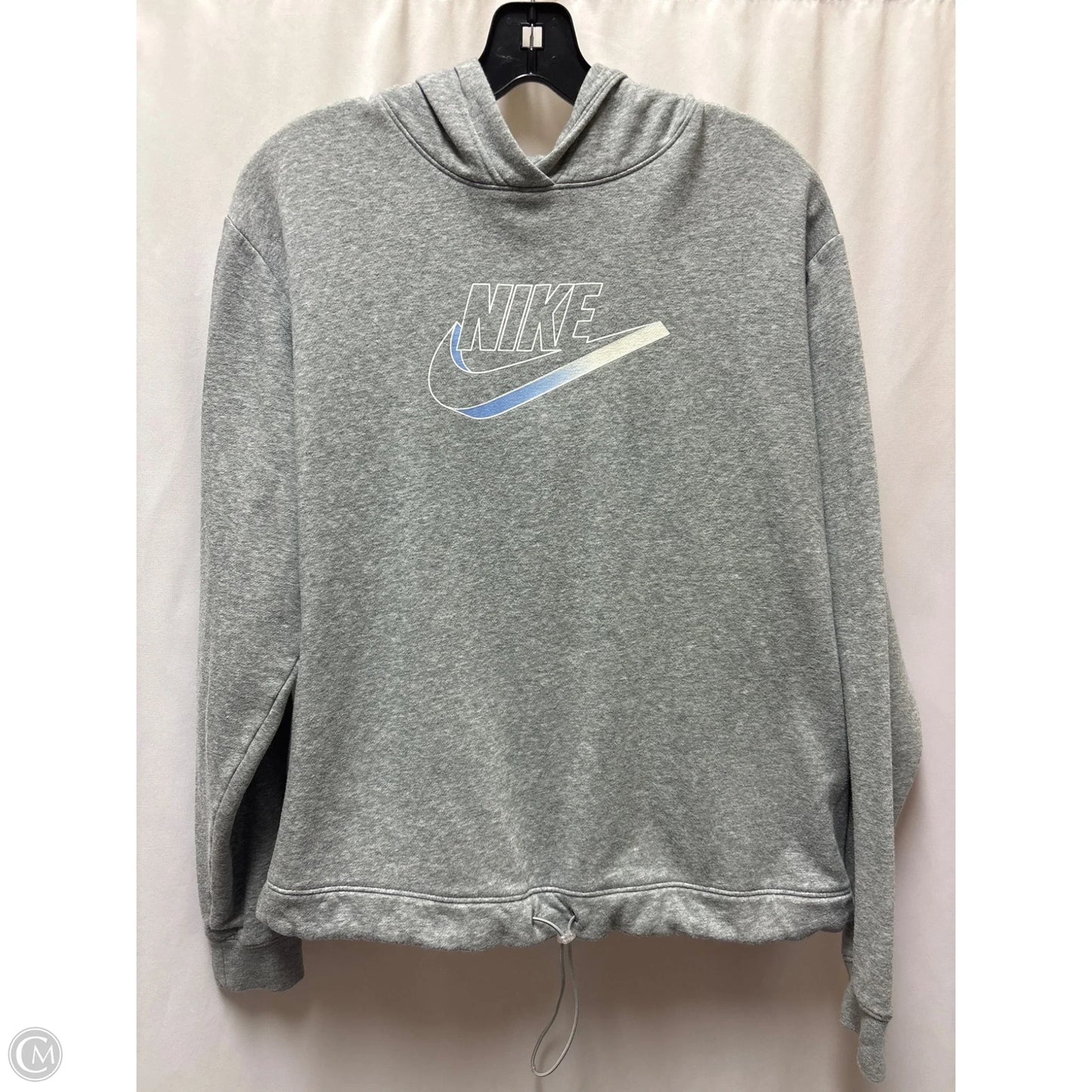 Athletic Sweatshirt Hoodie By Nike In Grey, Size: M