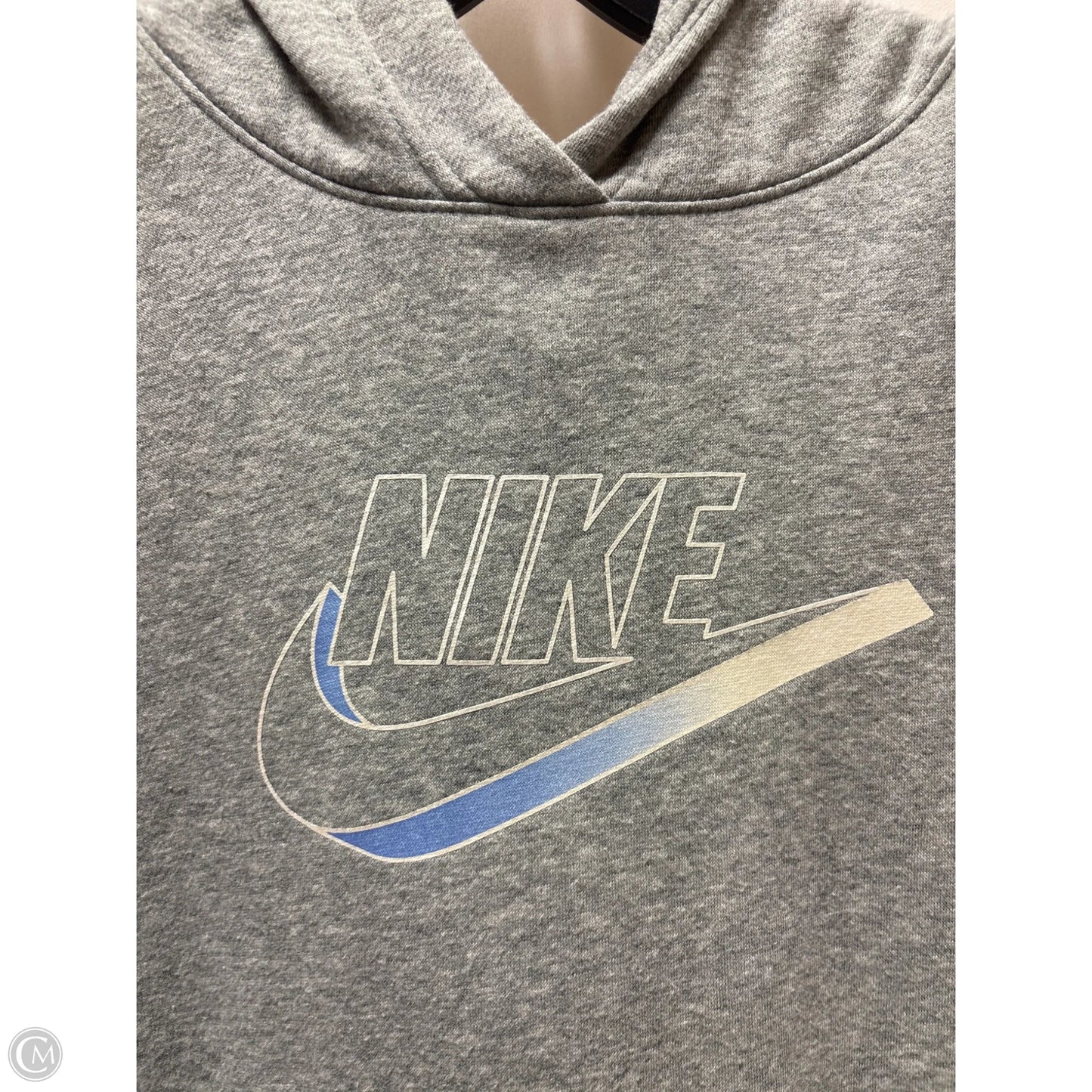 Athletic Sweatshirt Hoodie By Nike In Grey, Size: M