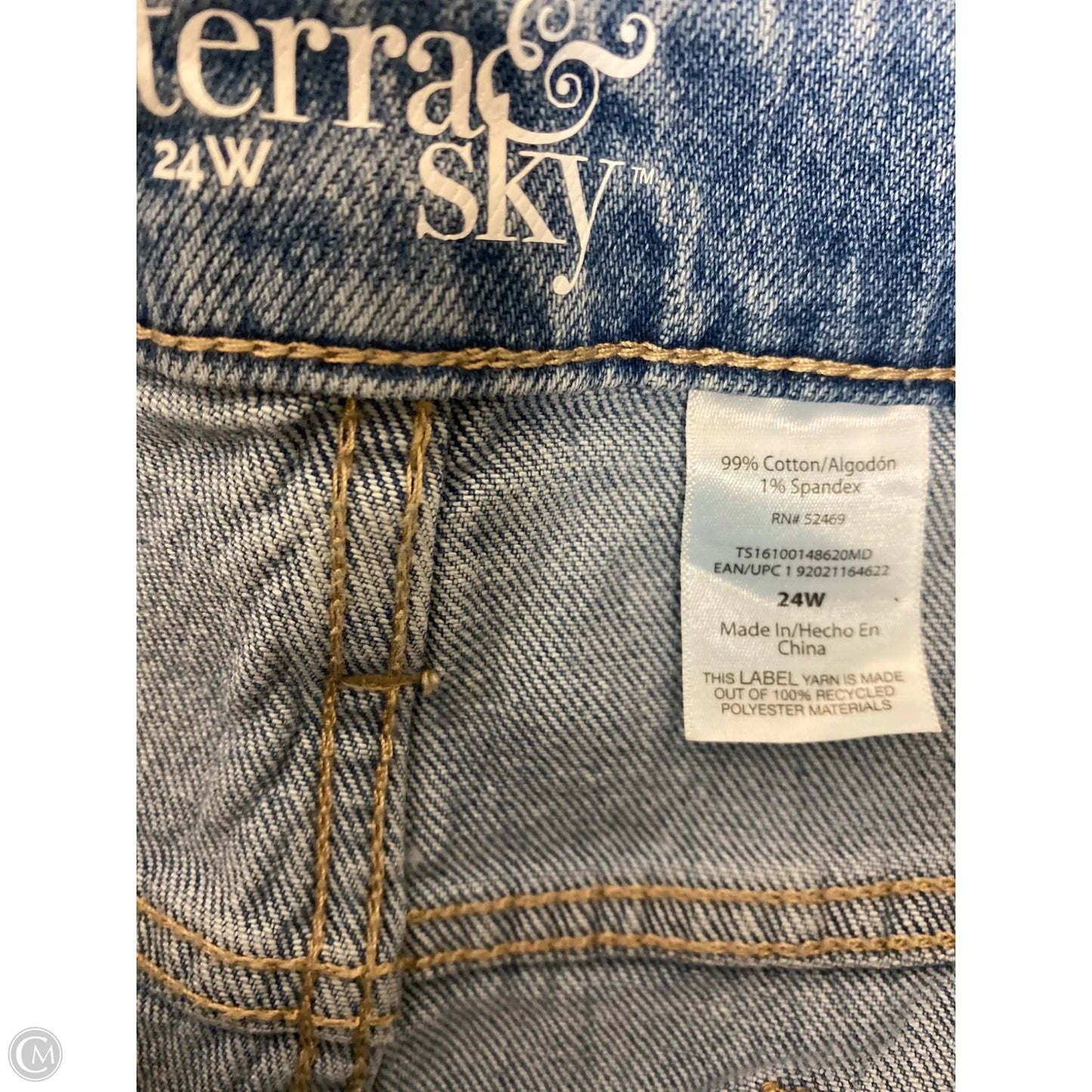 Jeans Cropped By Terra & Sky In Blue Denim, Size: 24