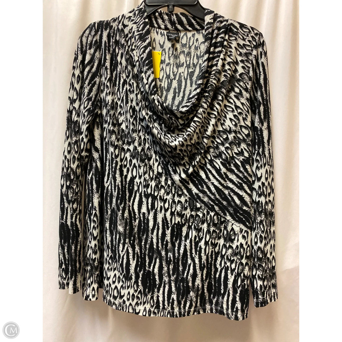 Top Long Sleeve By Rafaella In Black & White, Size: M