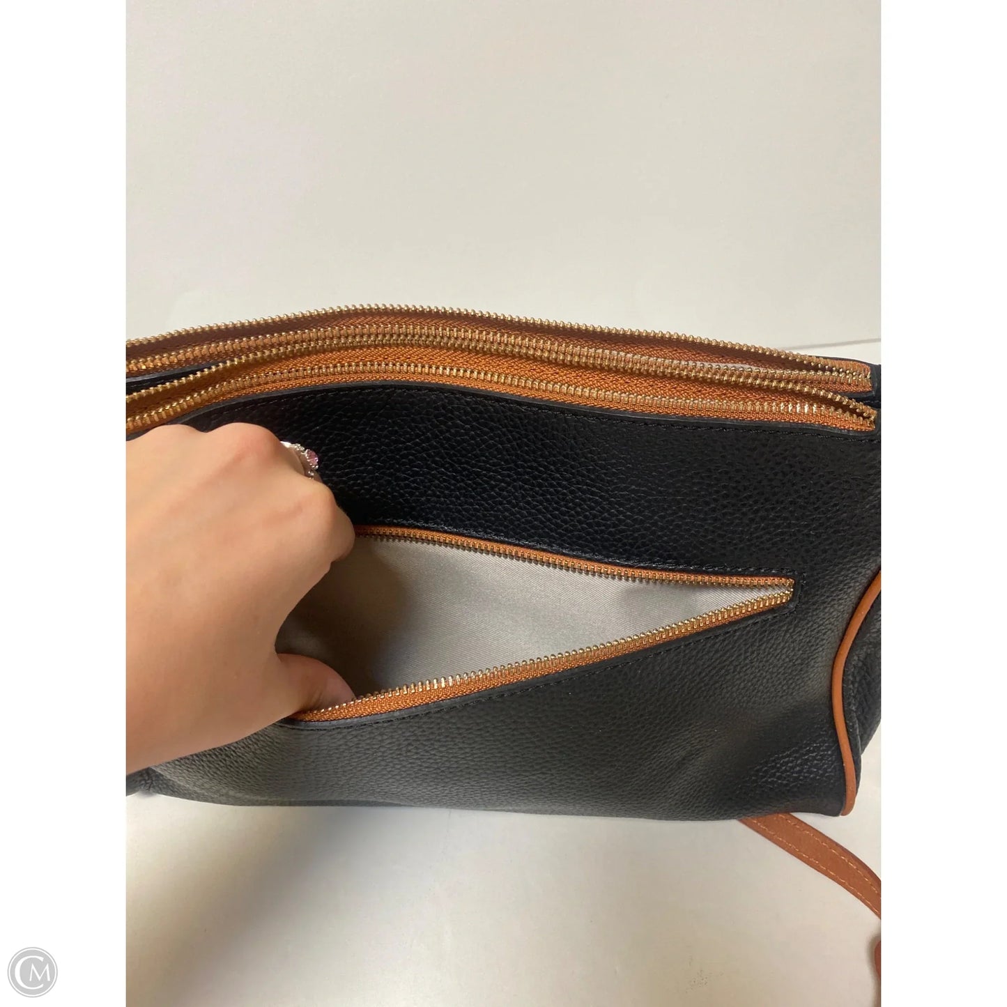 Handbag Leather By Valentina, Size: Medium