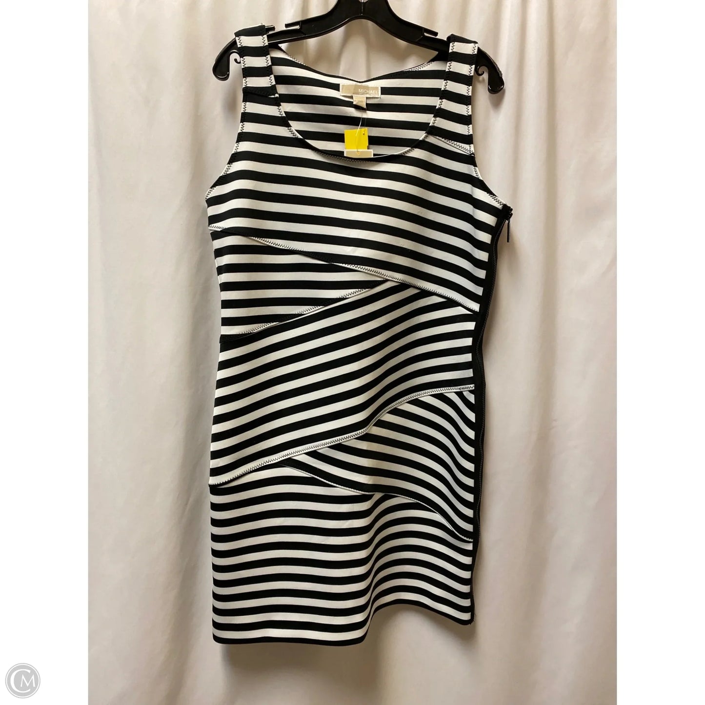 Dress Casual Midi By Michael By Michael Kors In Black & White, Size: L