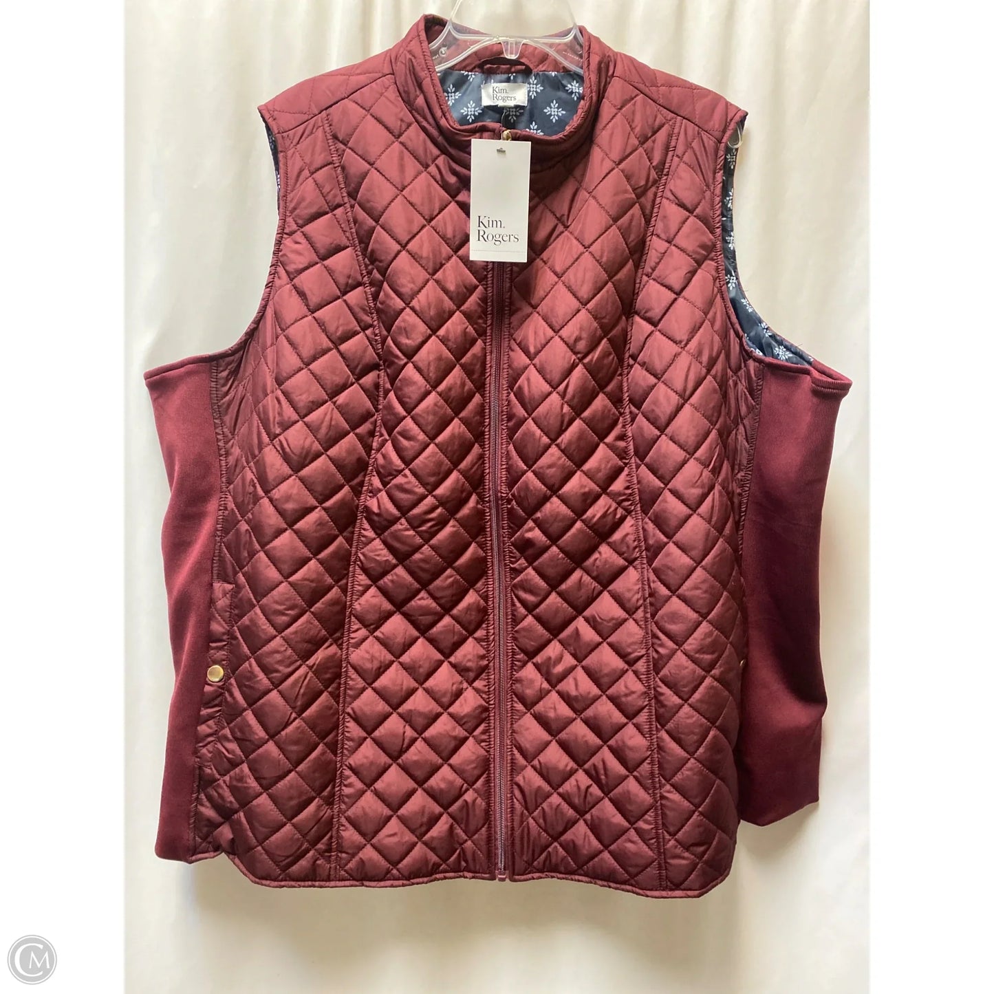 Vest Puffer & Quilted By Kim Rogers In Maroon, Size: 3x