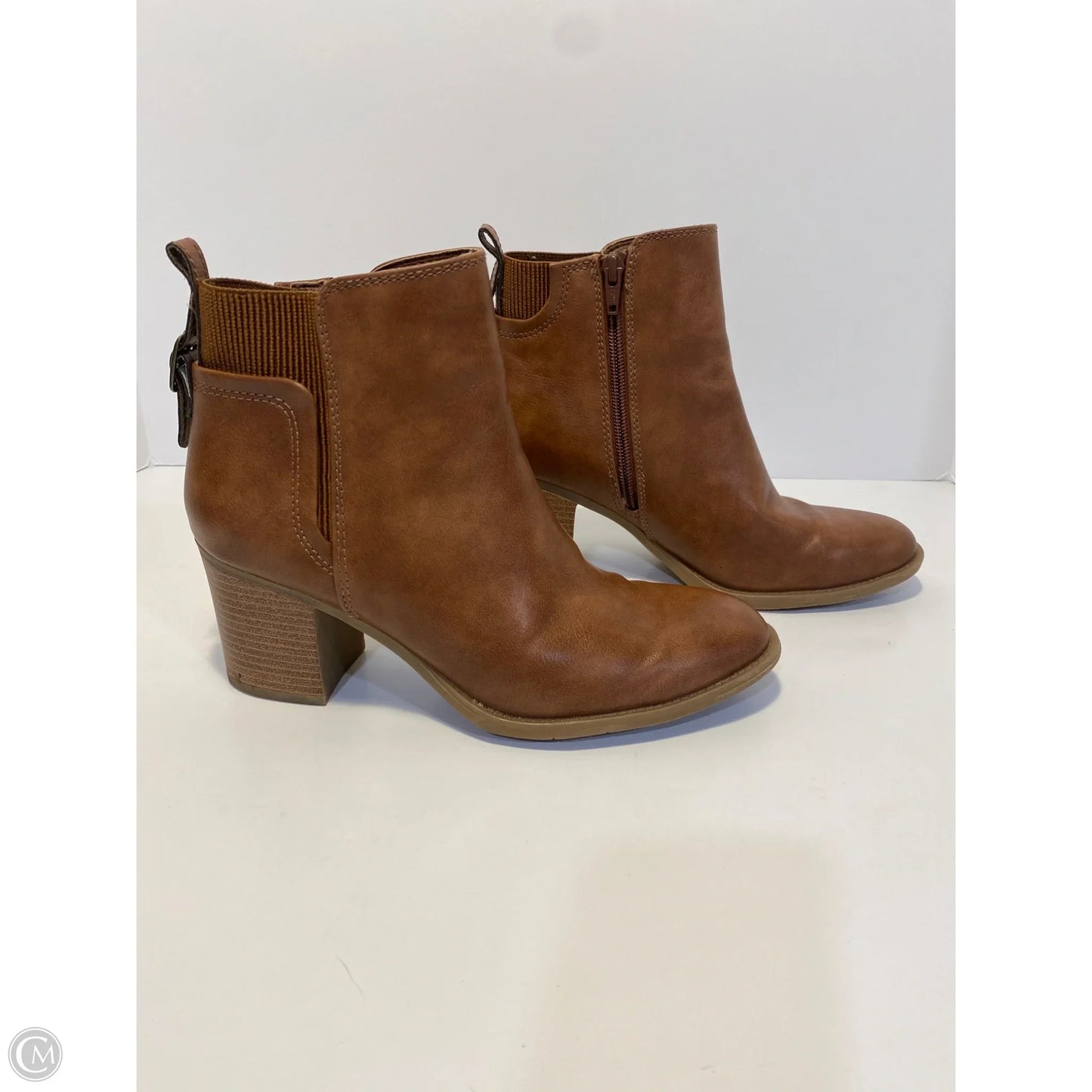 Boots Ankle Heels By Bare Traps In Brown, Size: 7.5