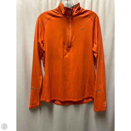 Athletic Top Long Sleeve Crewneck By Nike In Orange, Size: L