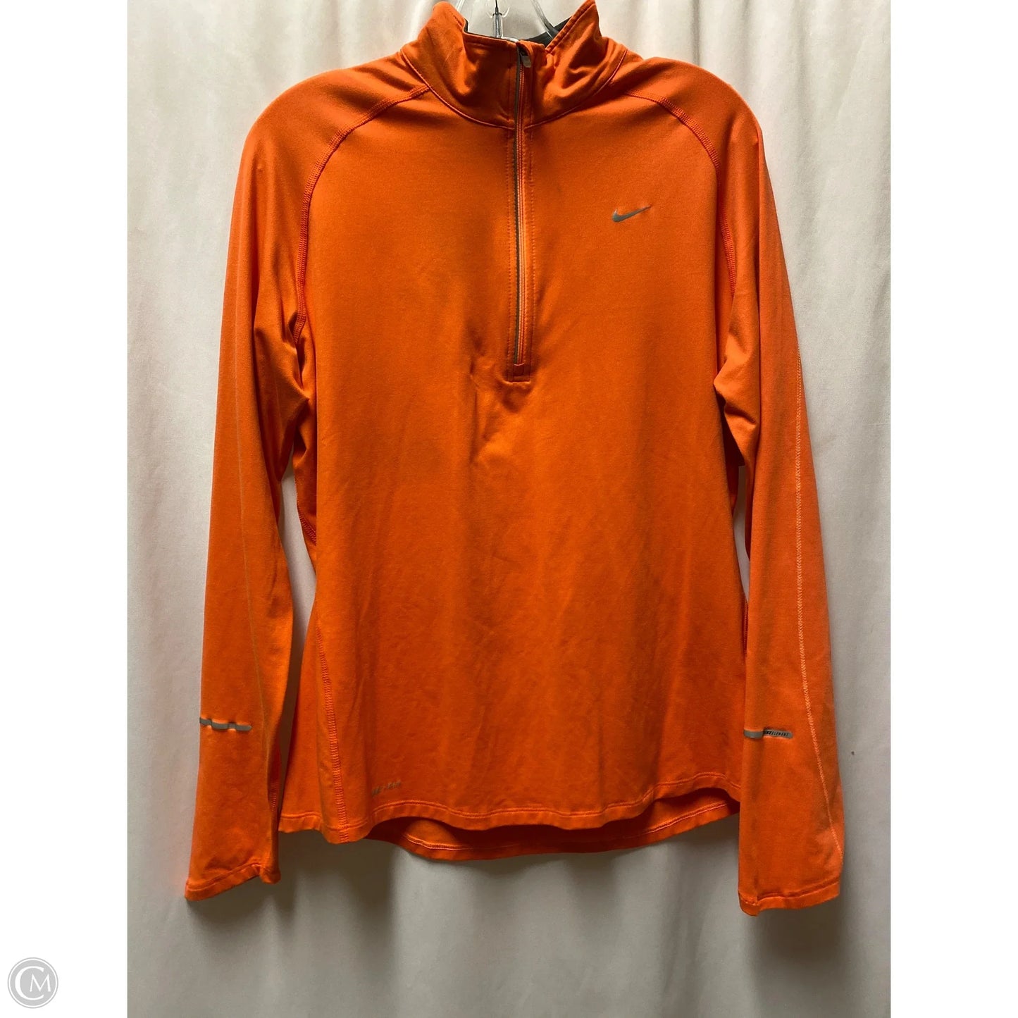 Athletic Top Long Sleeve Crewneck By Nike In Orange, Size: L