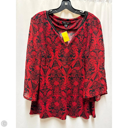 Top 3/4 Sleeve By Roz And Ali In Red, Size: 1x