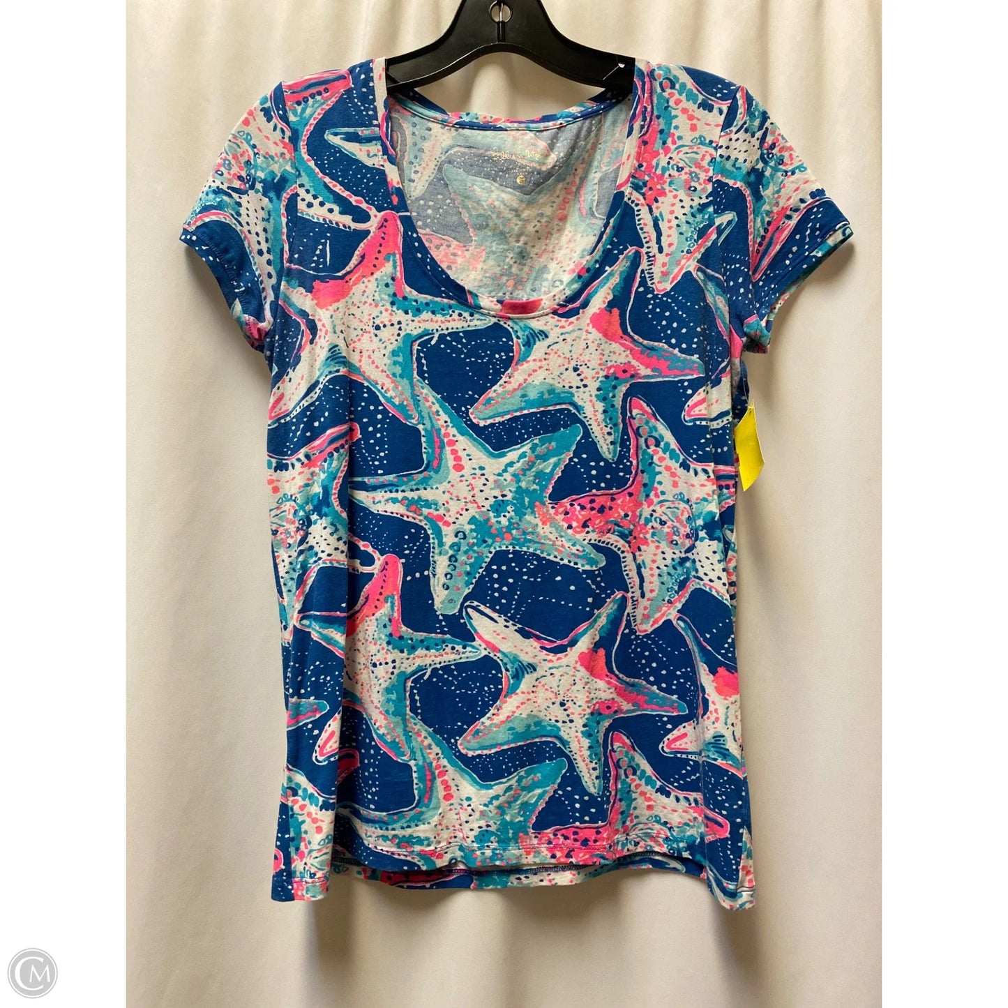 Top Short Sleeve Designer By Lilly Pulitzer In Blue, Size: S
