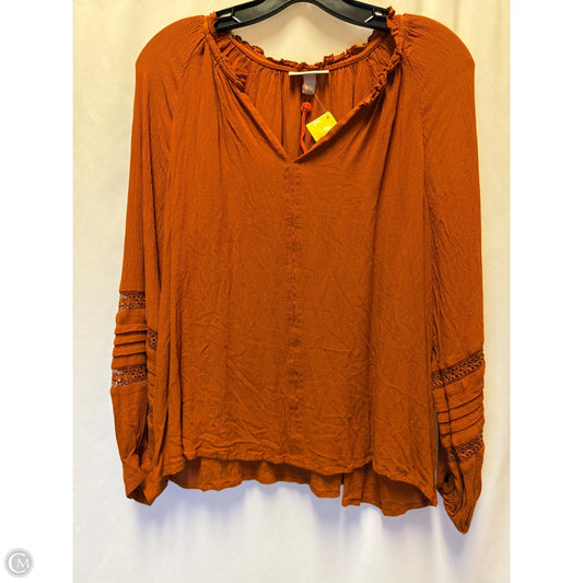 Top Long Sleeve By Knox Rose In Orange, Size: S