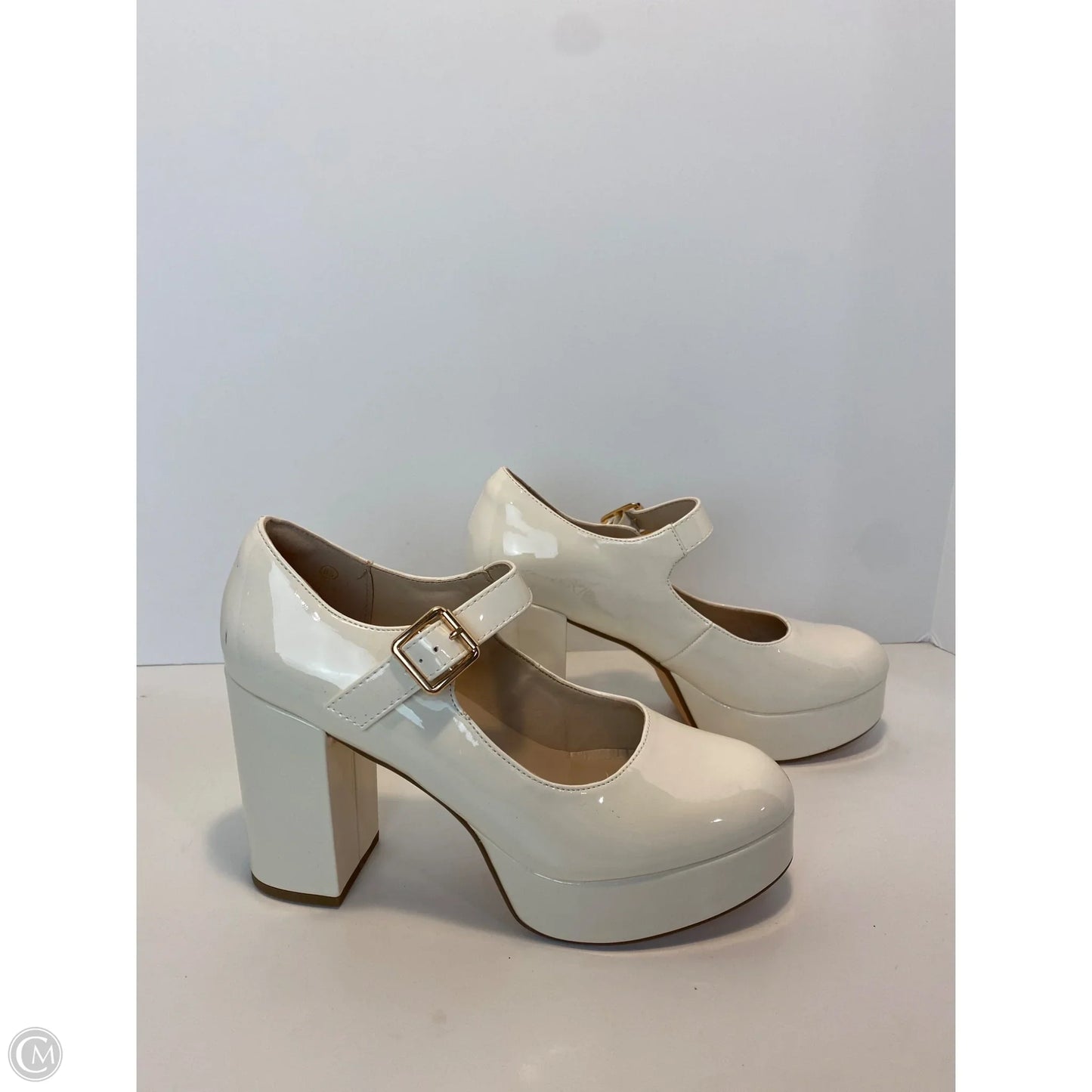 Shoes Heels Block By Clothes Mentor In White, Size: 8.5
