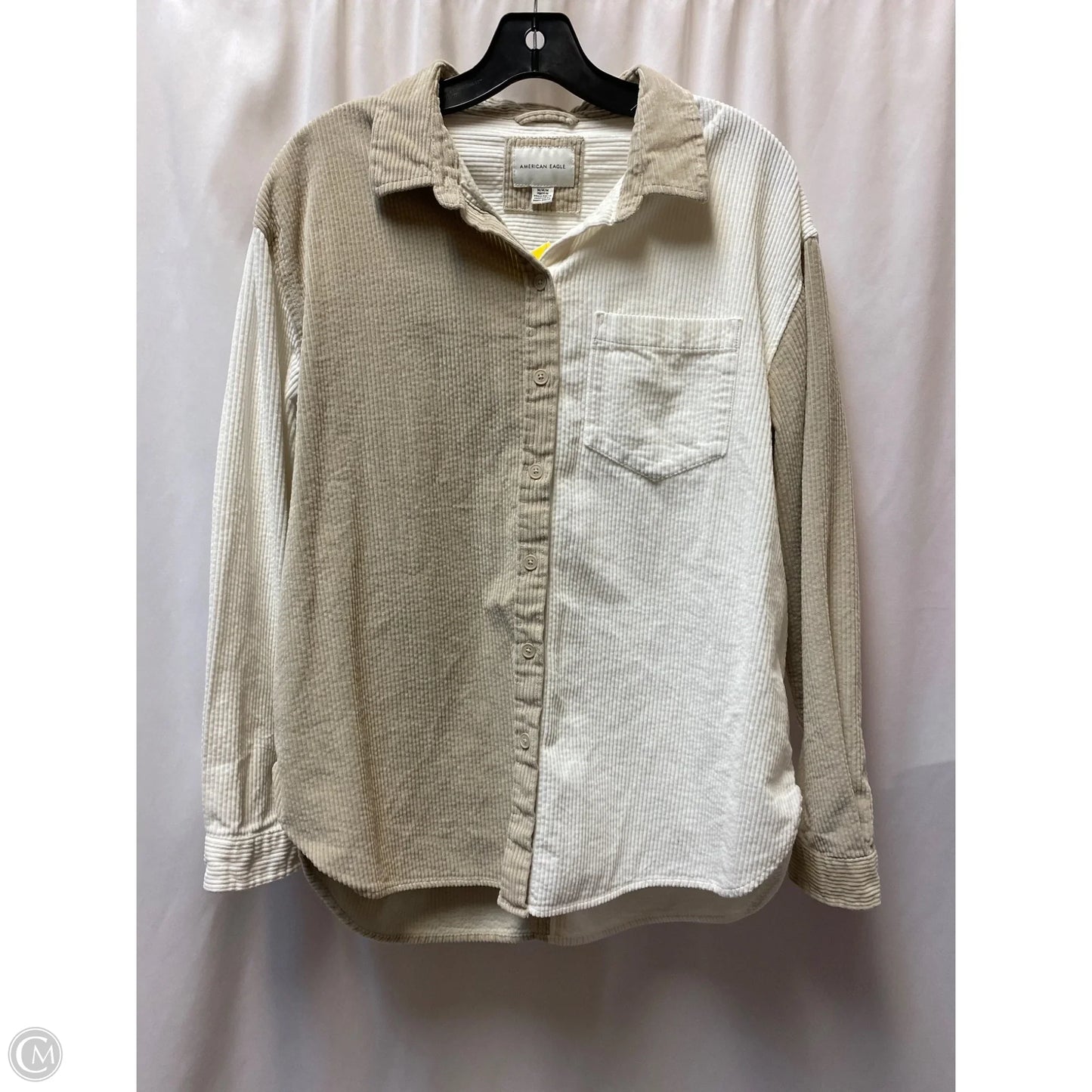 Top Long Sleeve By American Eagle In Cream, Size: M