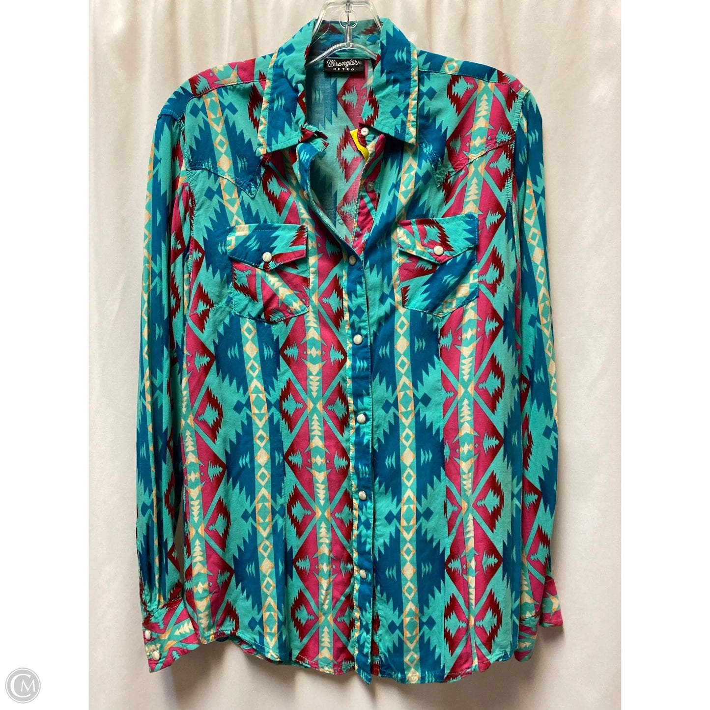 Top Long Sleeve By Wrangler In Teal, Size: S