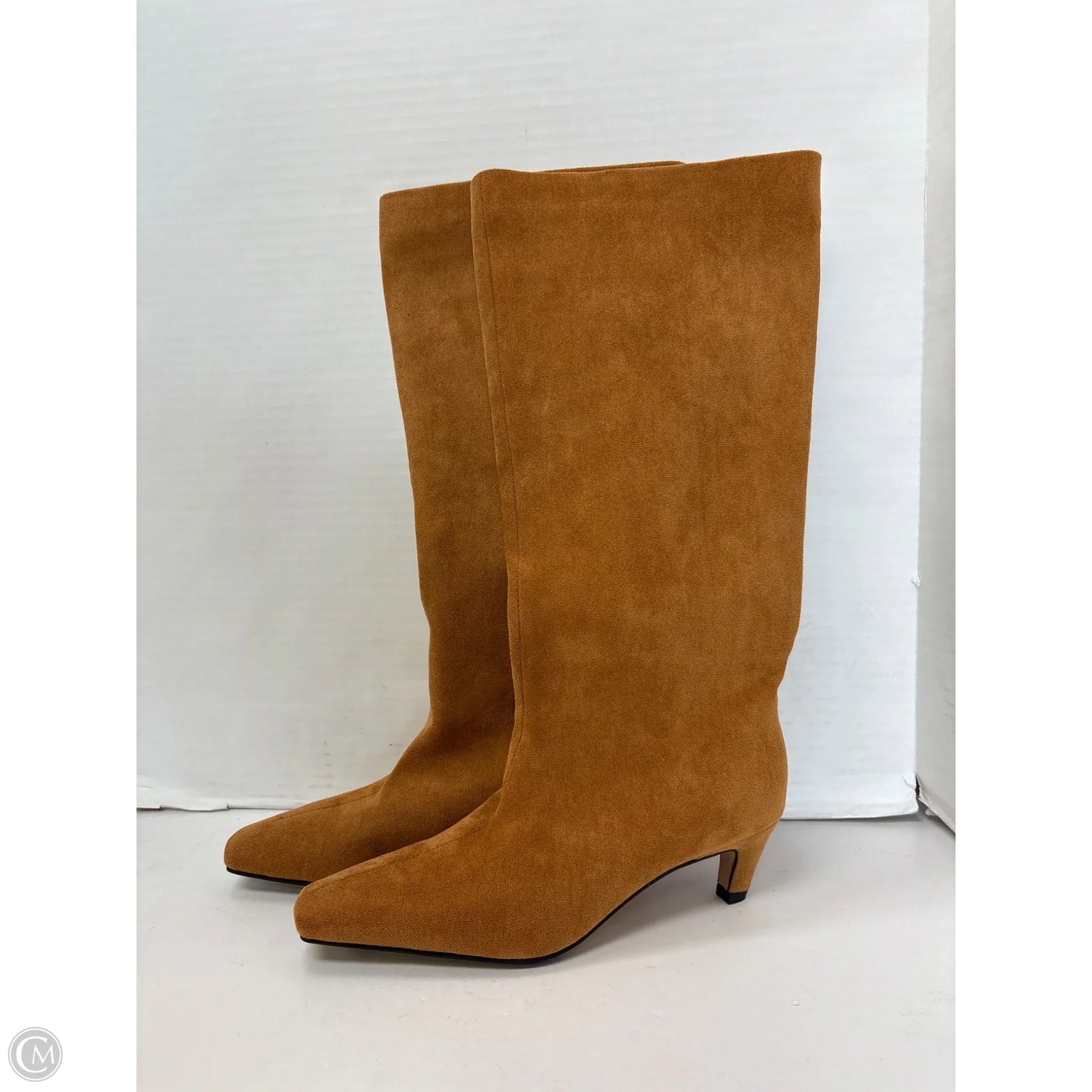 Boots Knee Heels By Clothes Mentor In Brown, Size: 7.5