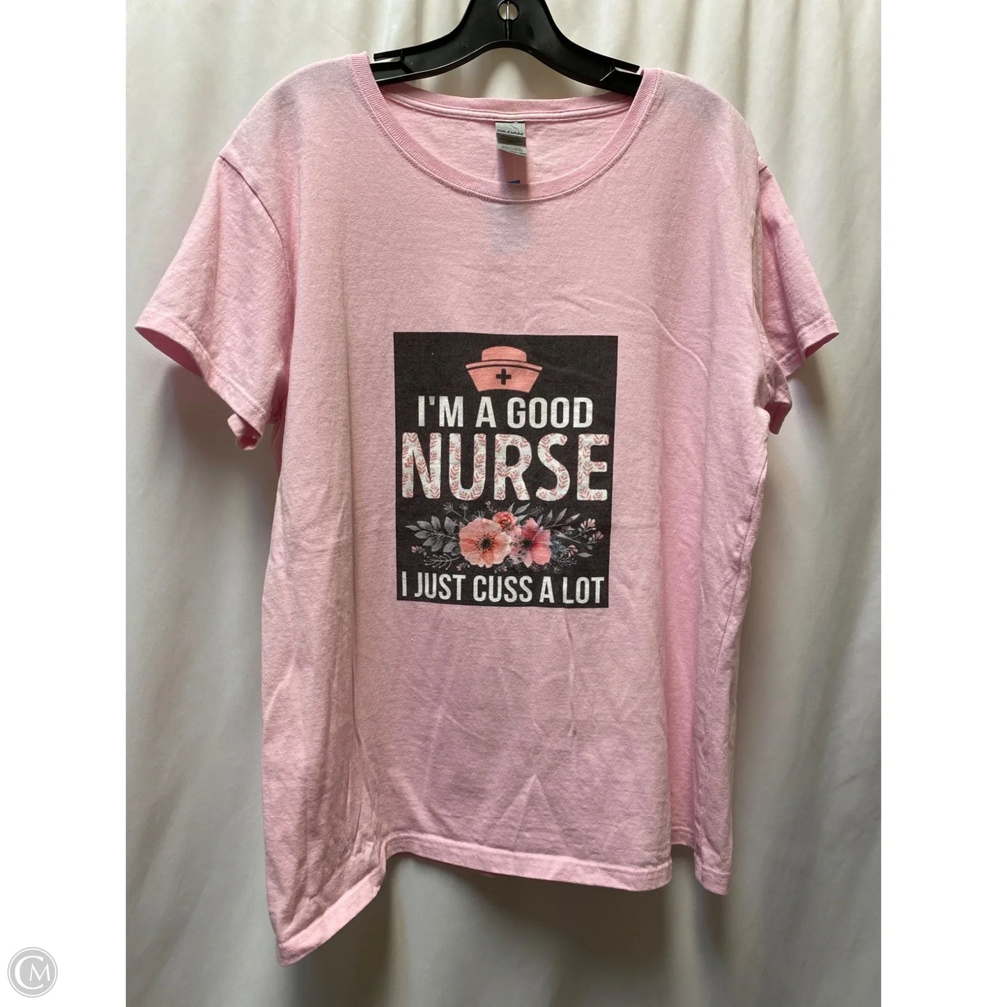 Top Short Sleeve By Dan Howard In Pink, Size: 2x