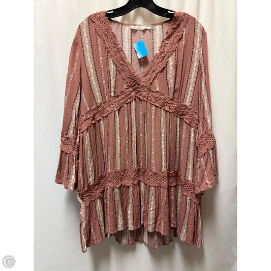 Top Long Sleeve By Blu Pepper In Pink, Size: L