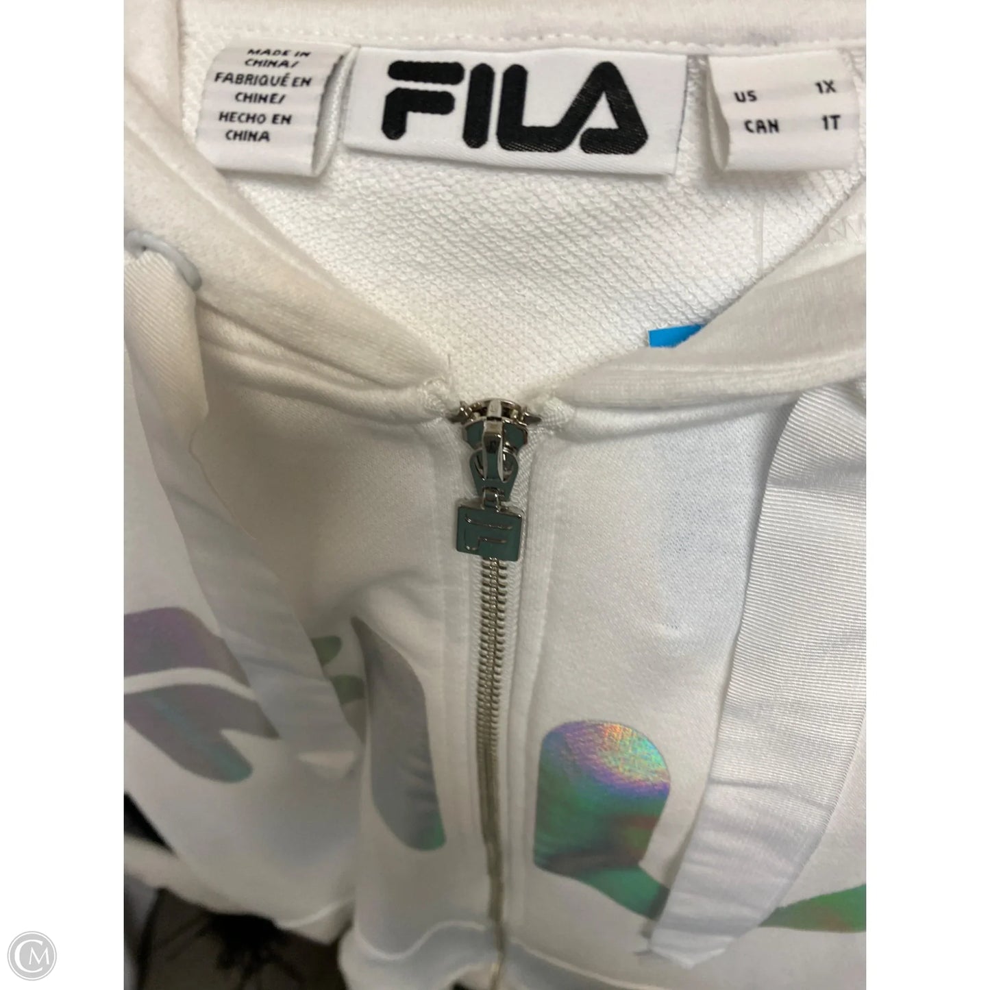 Sweatshirt Hoodie By Fila In White, Size: 1x