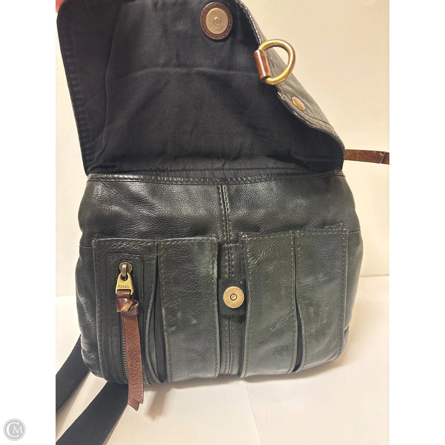 Crossbody Leather By Fossil, Size: Medium