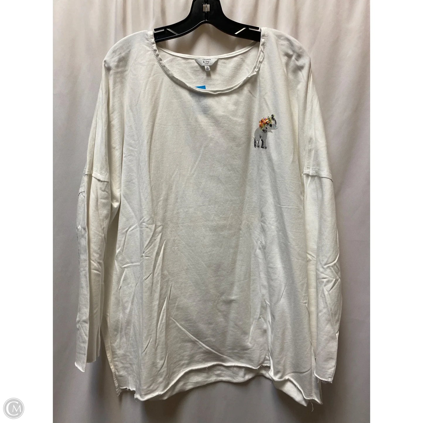Top Long Sleeve By Crown And Ivy In White, Size: 3x
