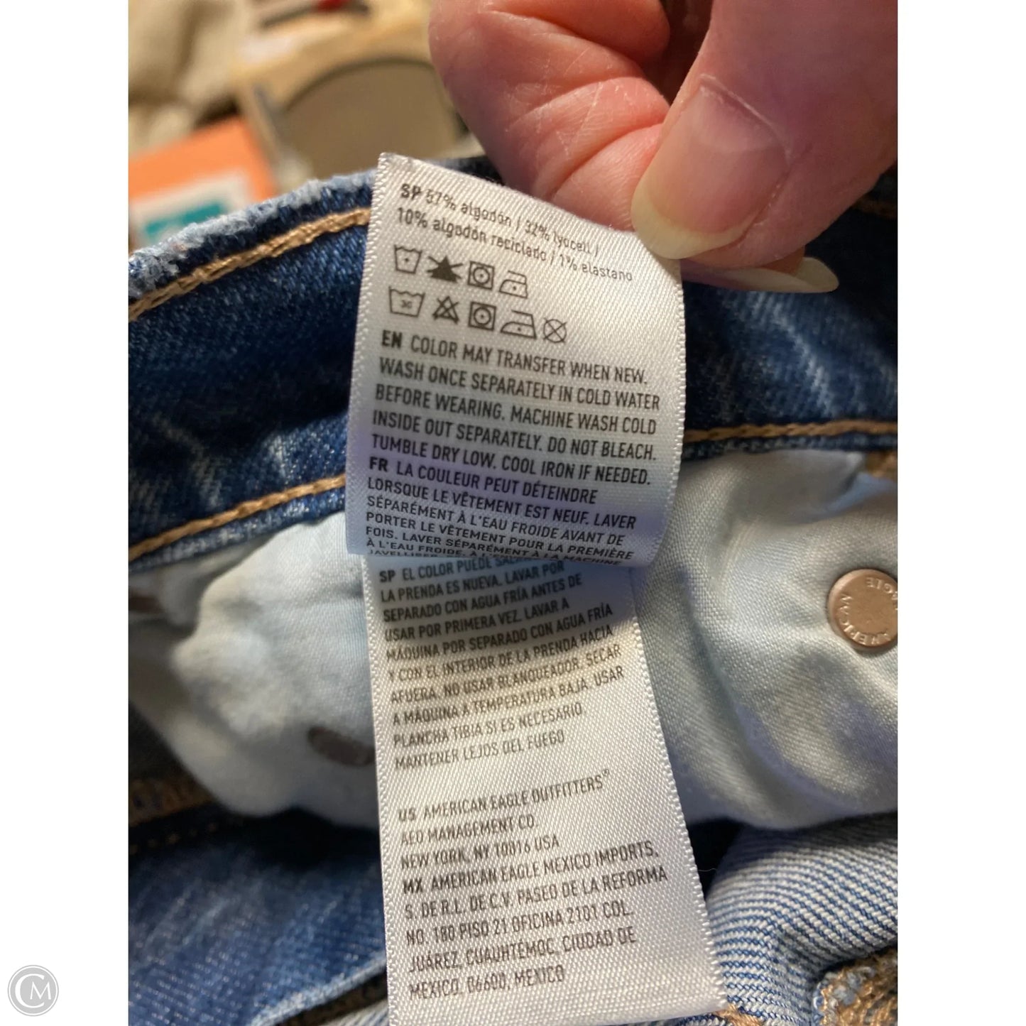 Jeans Straight By American Eagle In Blue Denim, Size: 10