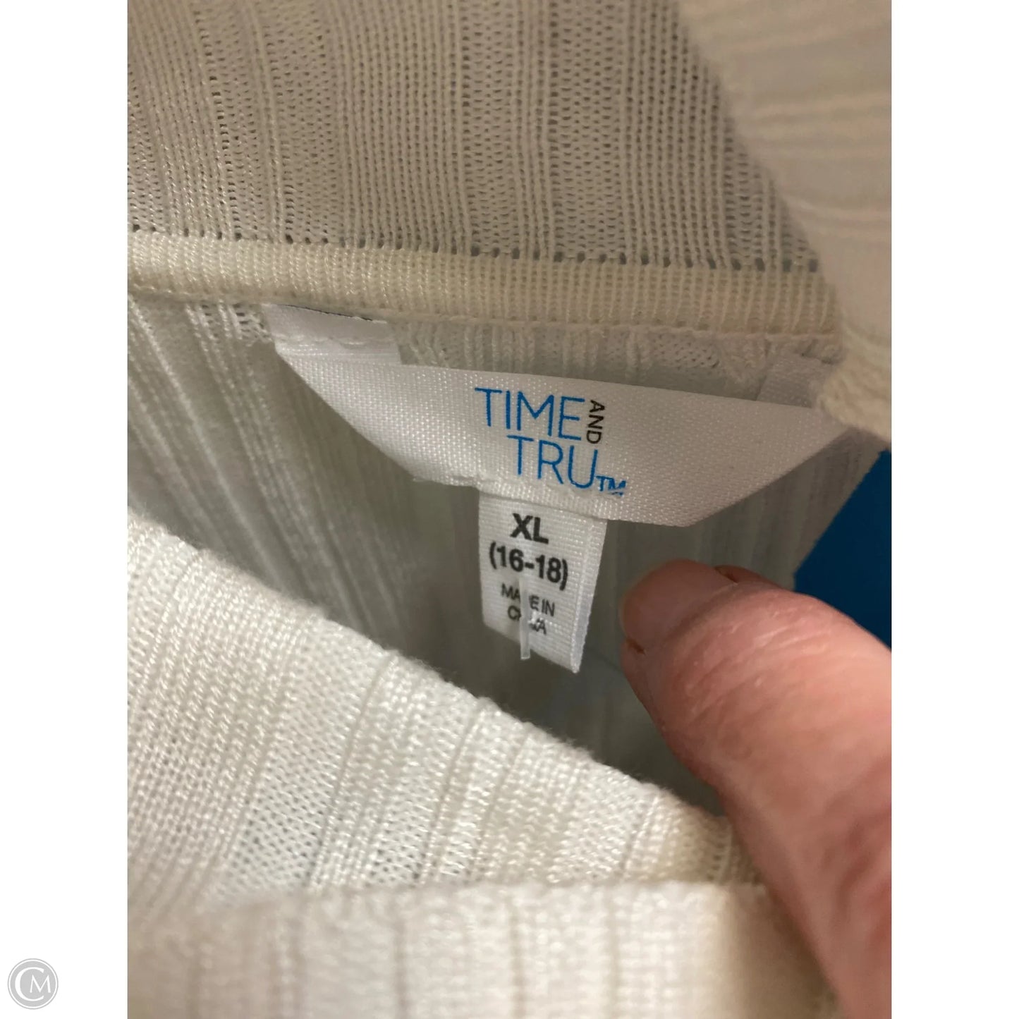 Top Long Sleeve By Time And Tru In White, Size: Xl