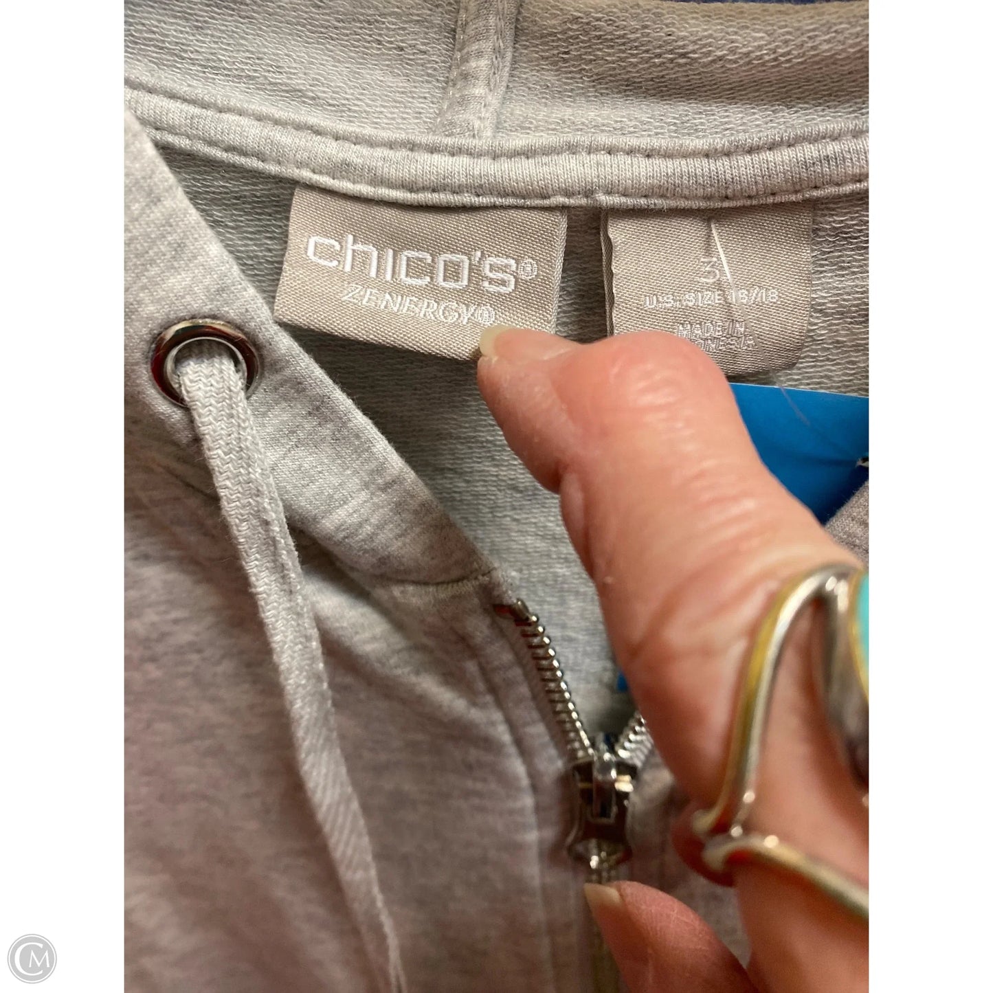 Sweatshirt Hoodie By Chicos In Grey, Size: Xl